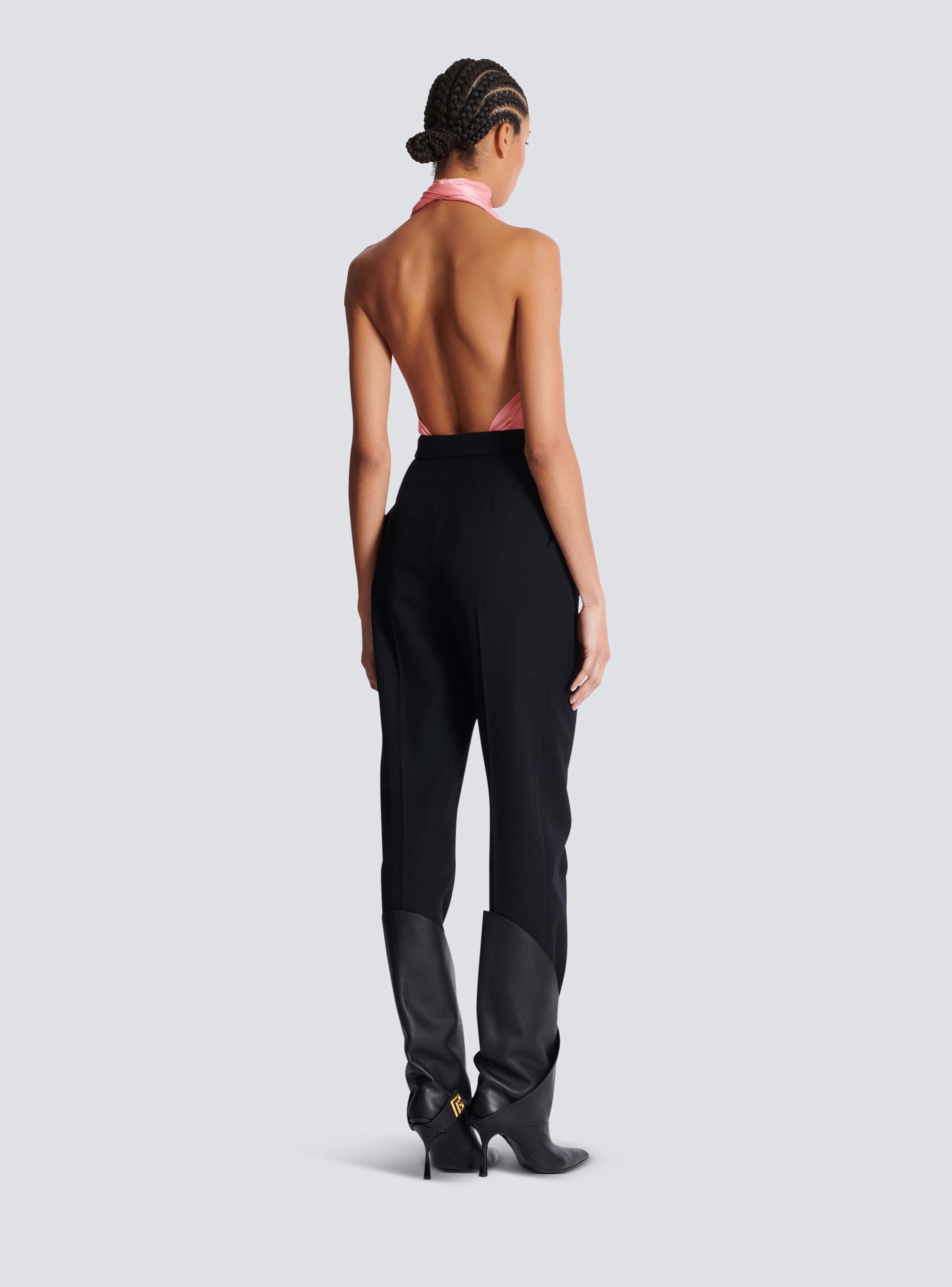 High-waisted grain de poudre trousers - 4