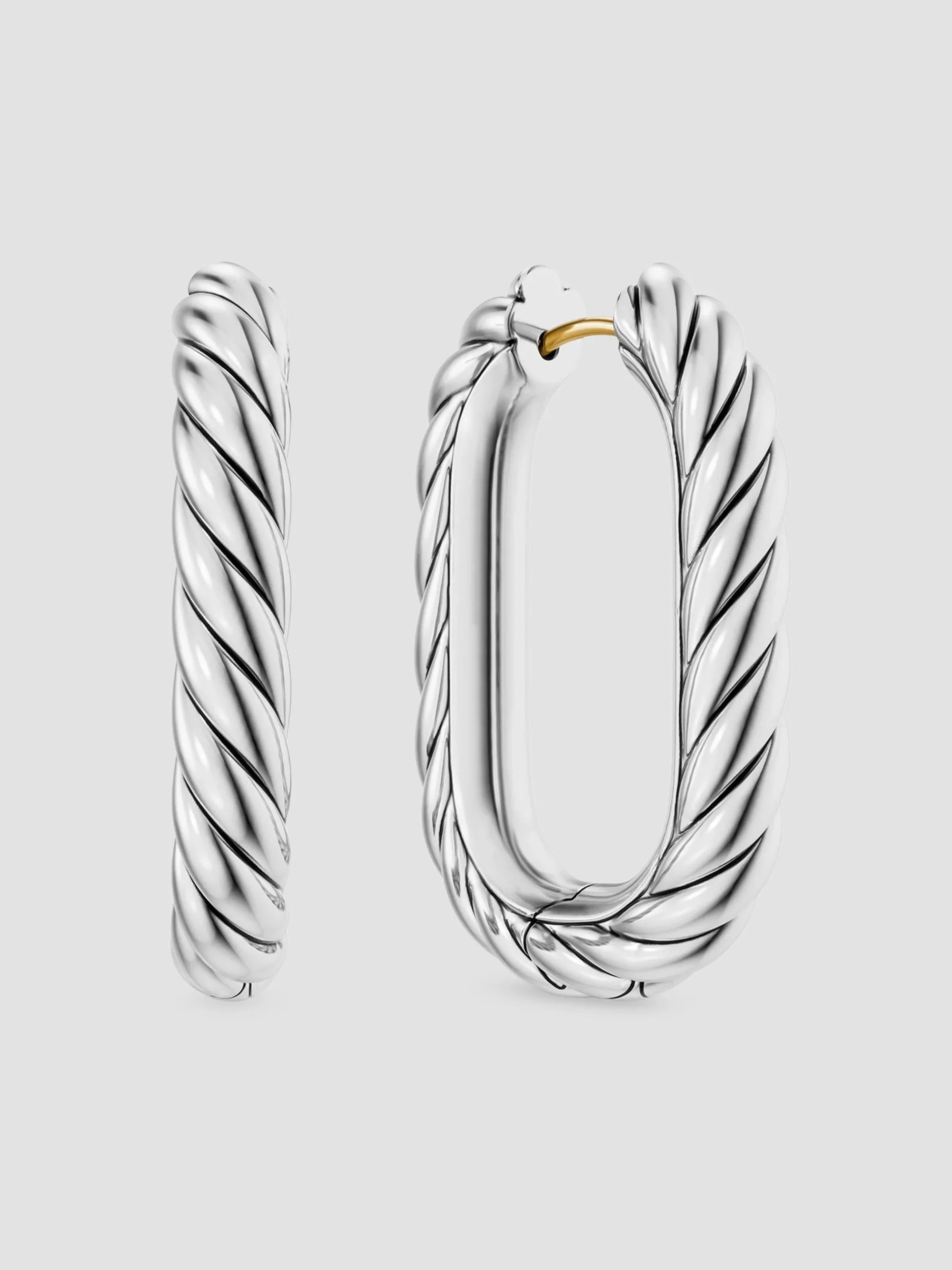 Women's DY Madison Cable Hoop Earrings in Sterling Silver, 29.3MM - Silver - 1
