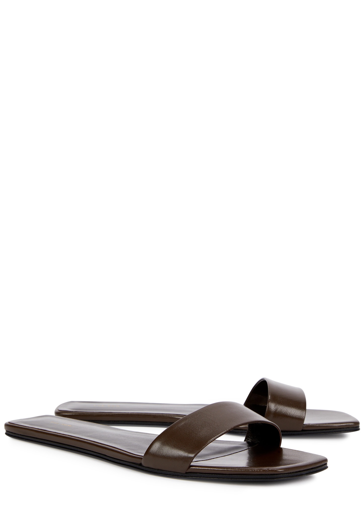 Chocolate leather sliders - 2