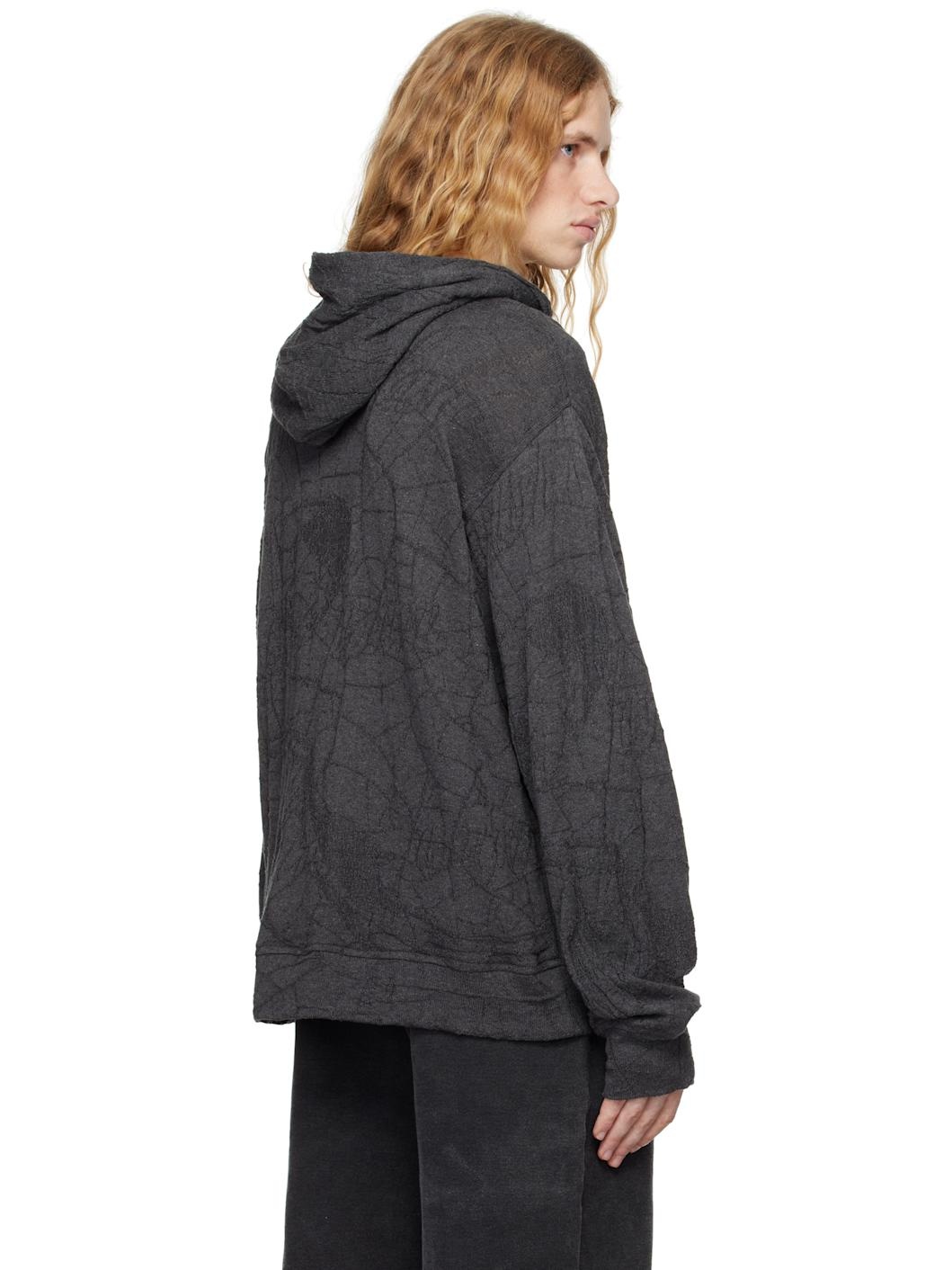 Gray Knit Hoodie - 3