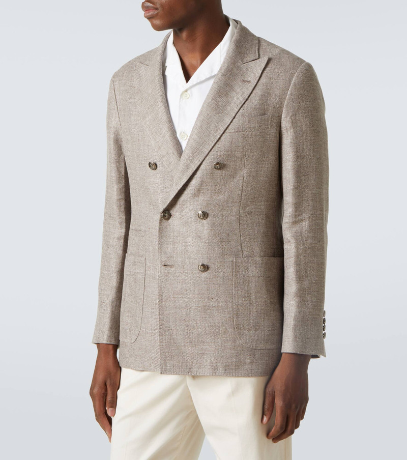 Double-breasted linen, wool, and silk blazer 3