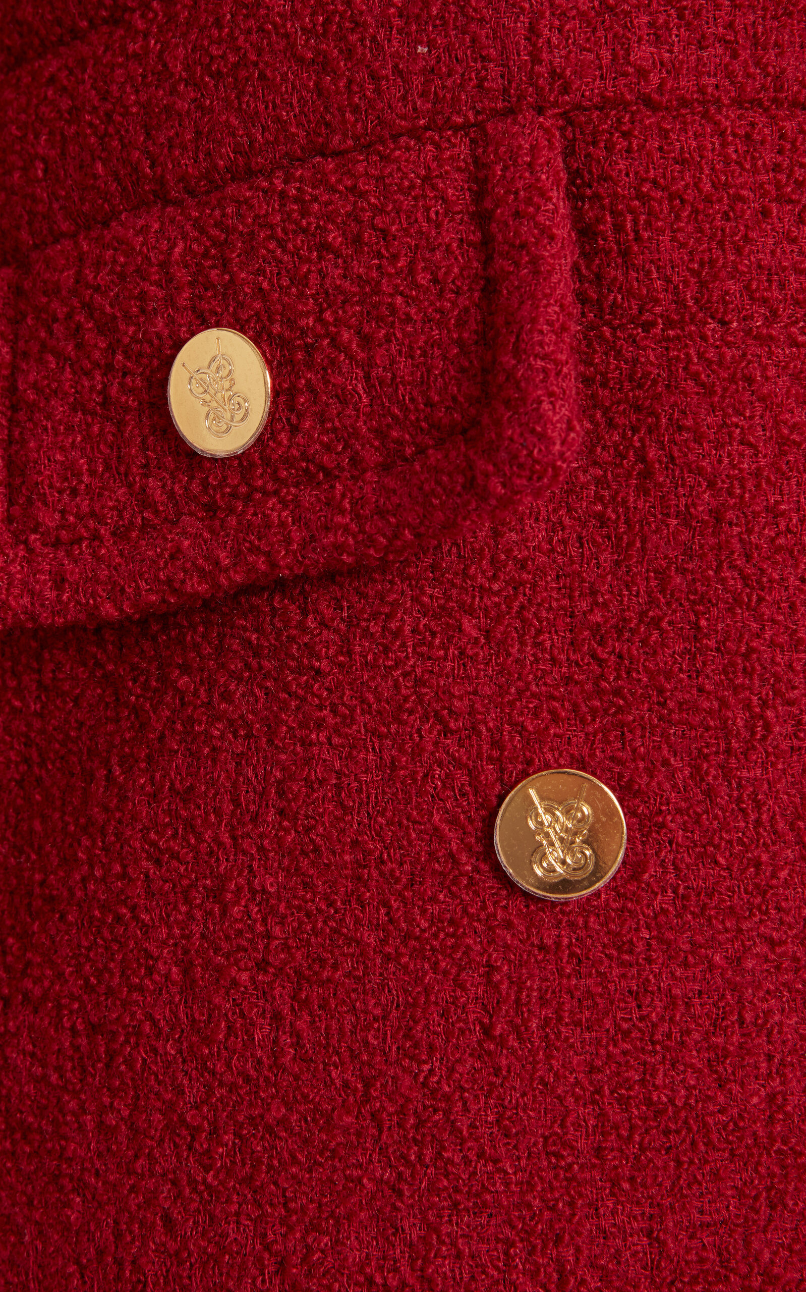 Double-Breasted Boucle Coat red - 4