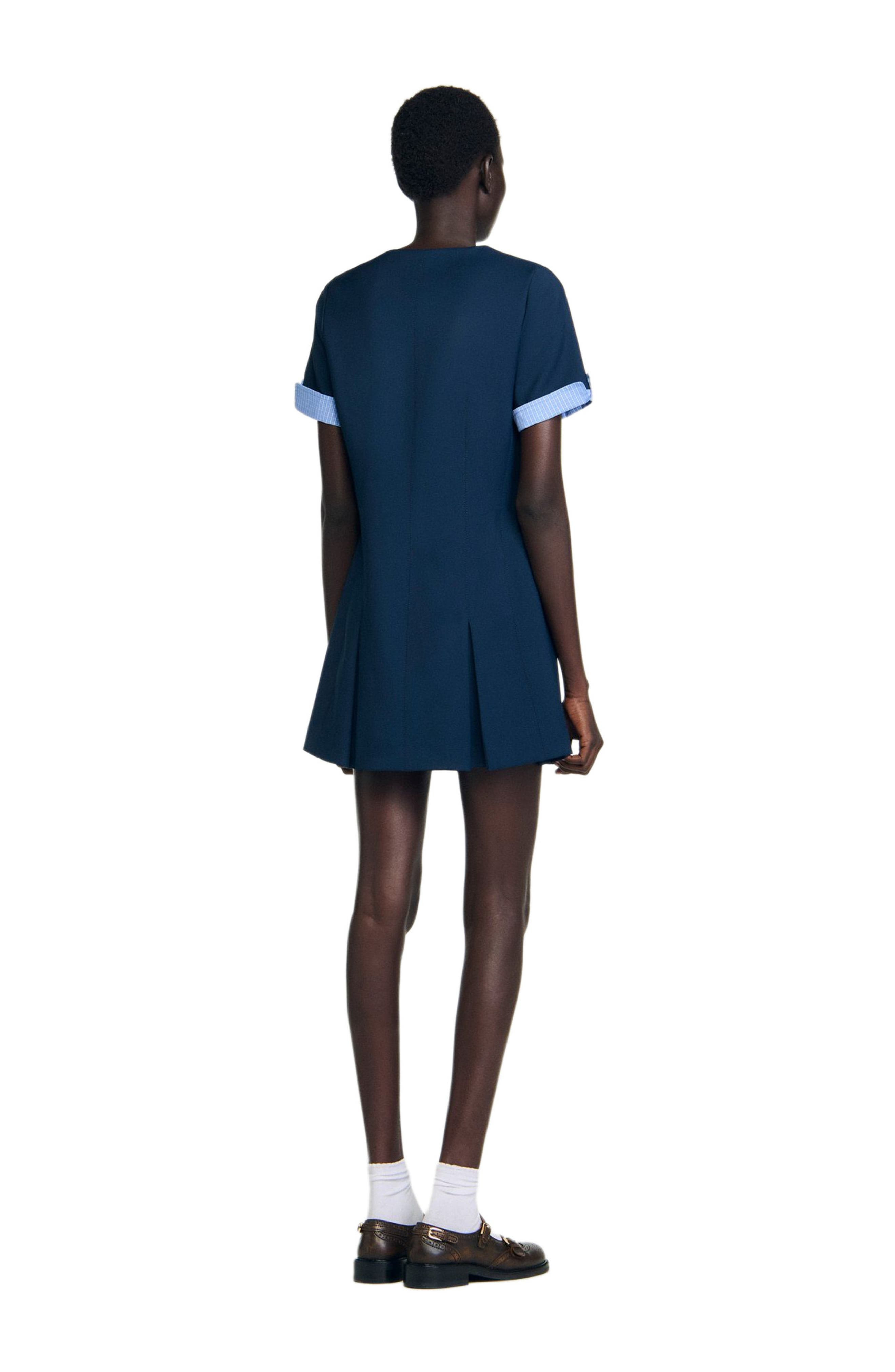 SANDRO Short pleated dress in Navy Blue at Nordstrom - 2