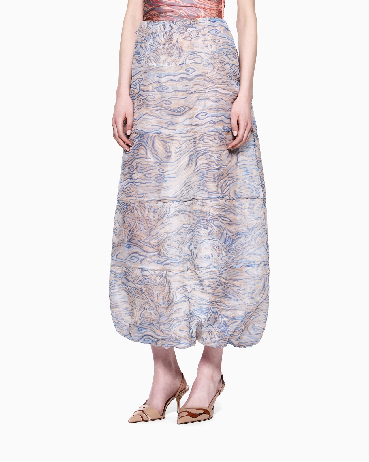 PRINTED SILK-ORGANZA, LONG SKIRT - 4