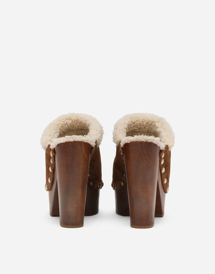 Suede and faux fur clogs - 3