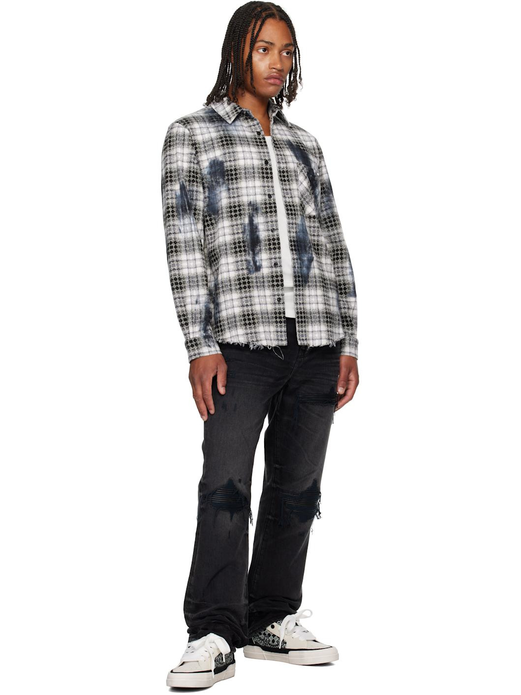 Black & White MA Quad Bleach Flannel Shirt - 4