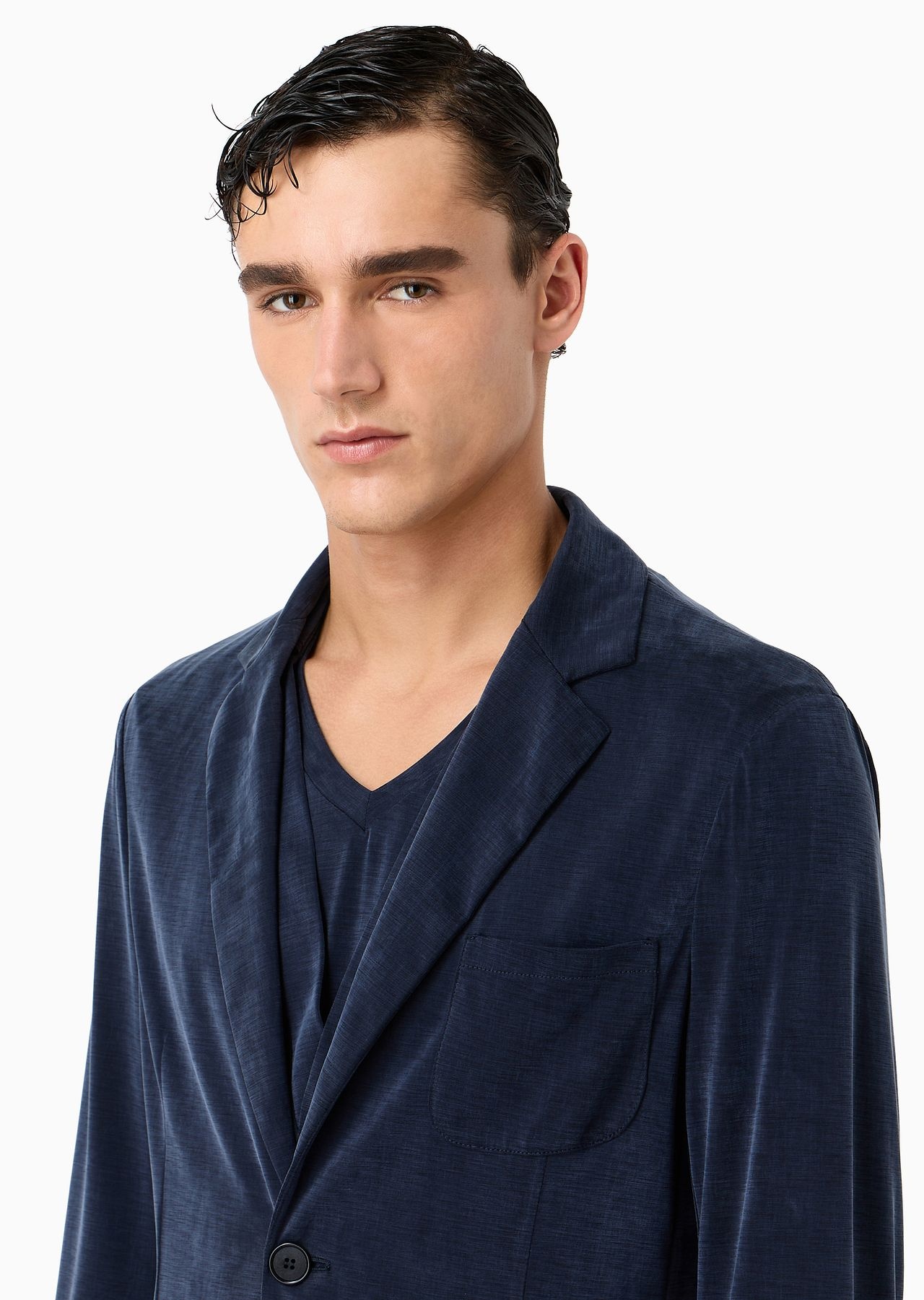 Single-breasted jacket in stretch cupro jersey - 5
