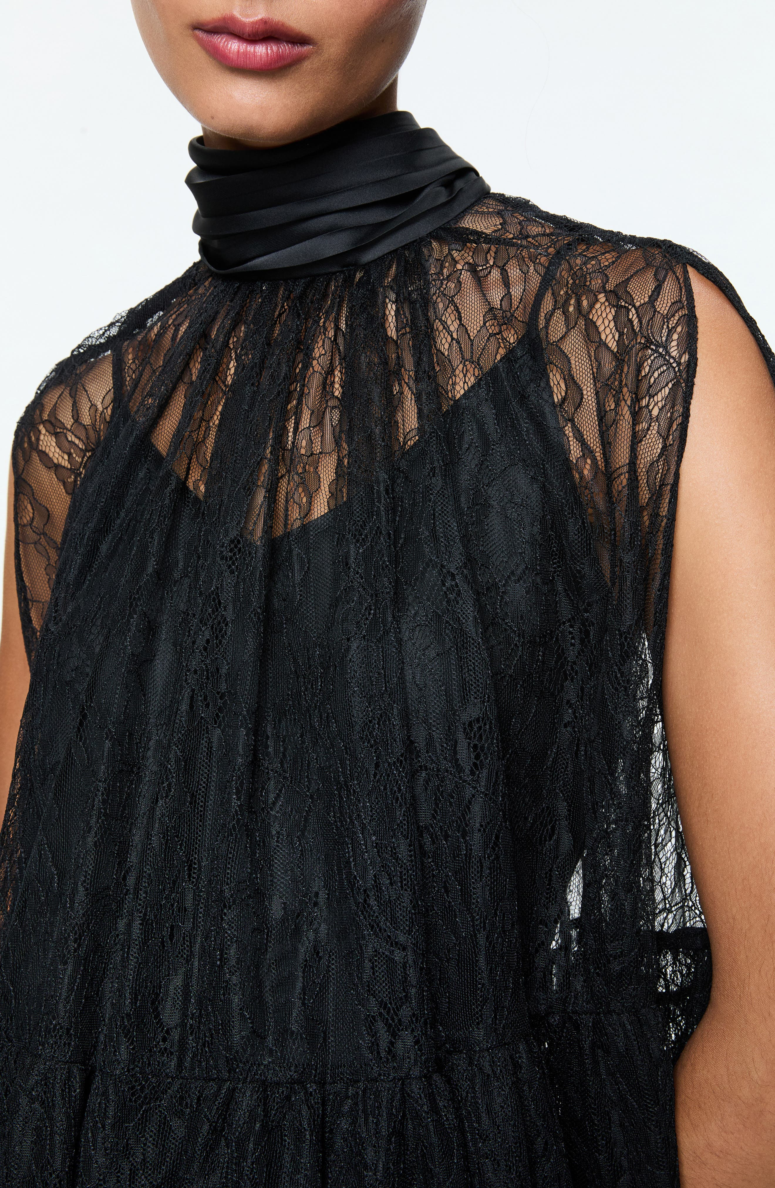 Alice + Olivia Zenon Sheer Lace Cape Top in Black at Nordstrom - 4