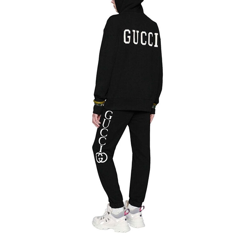Gucci Logo Printing Casual Sports Pants Black 497252-X3Q37-1082 - 4