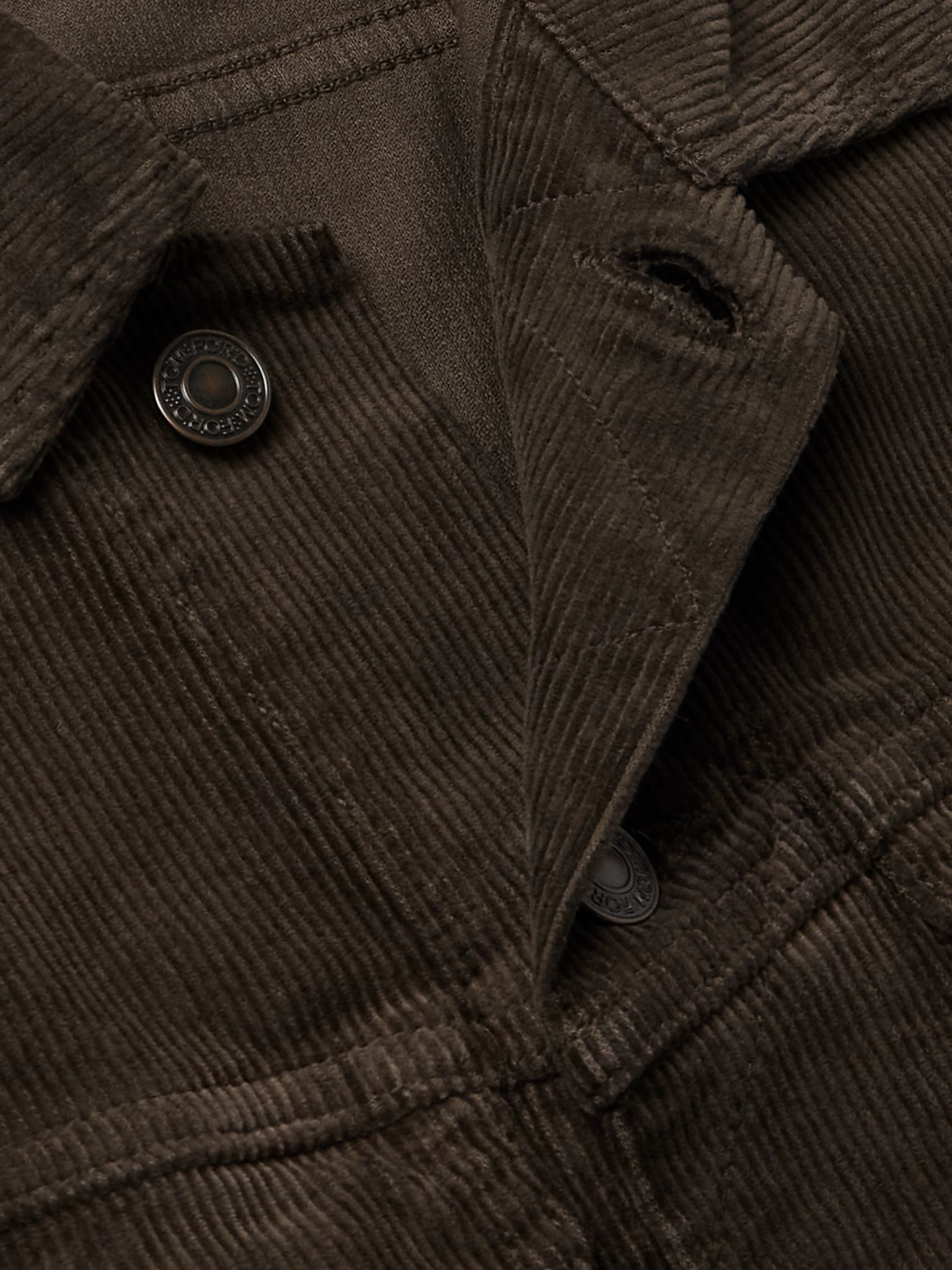 Slim-Fit Cotton-Blend Corduroy Jacket Brown - 5