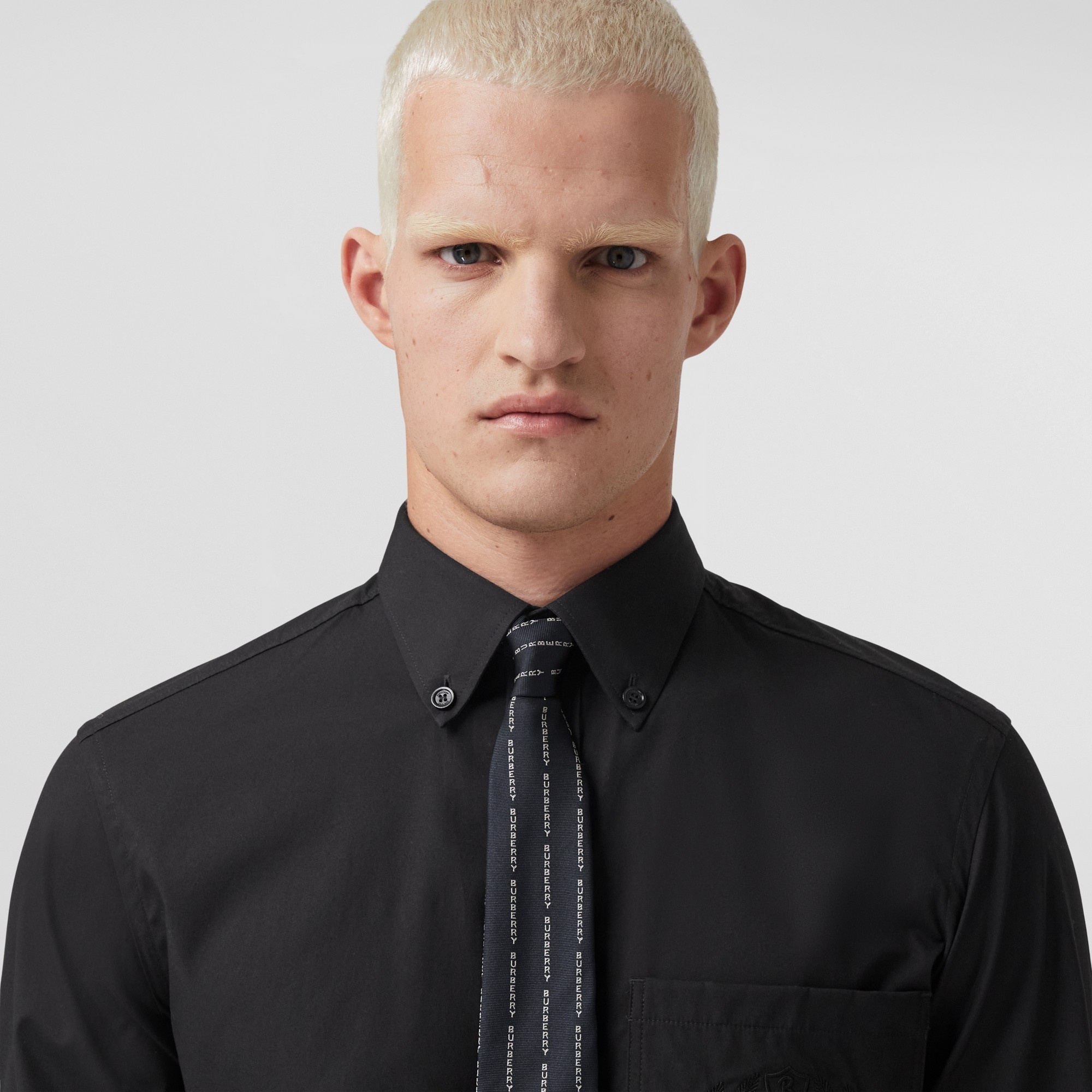 Classic Cut Logo Pinstriped Silk Tie - 3