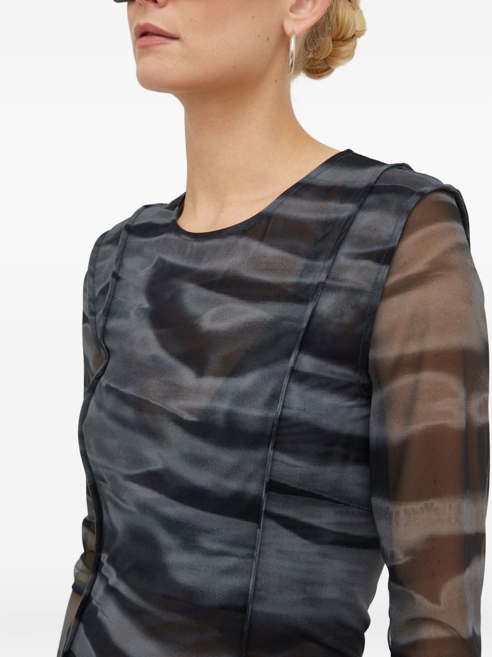 mesh-panelled midi dress - 4