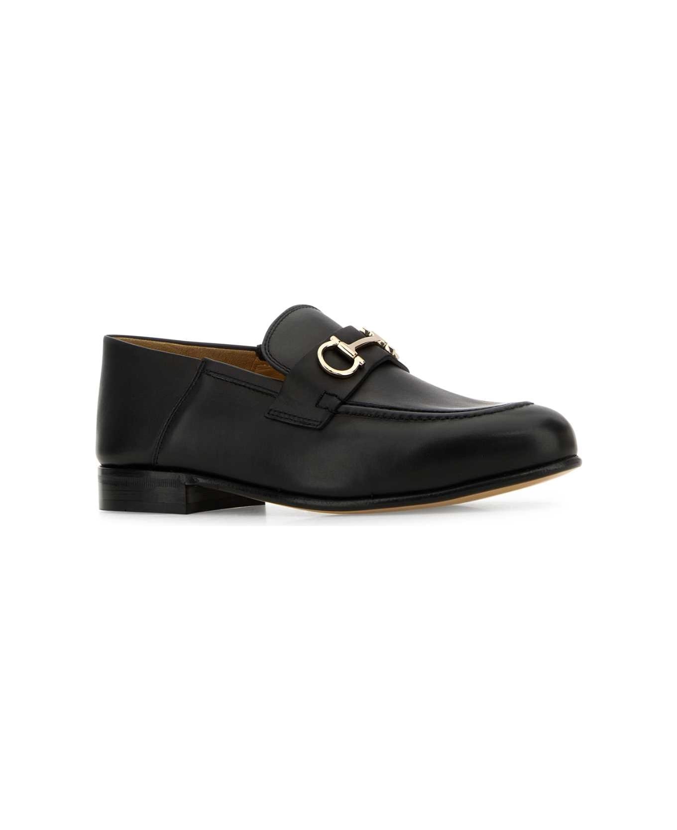 Black Leather Ottone Loafers - 2