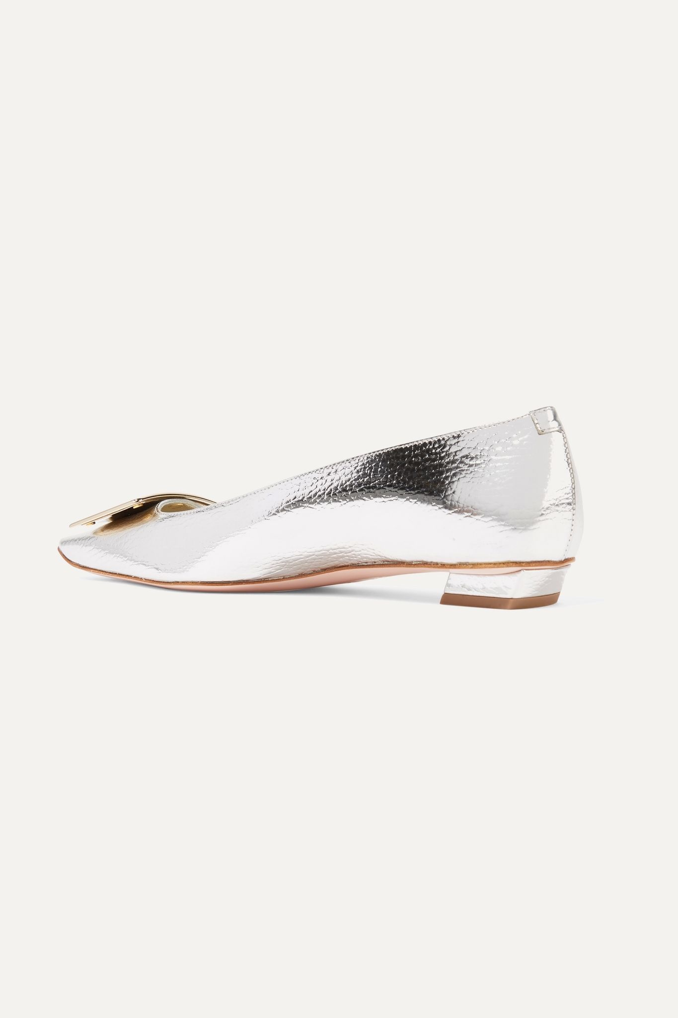 Belle Vivier Graphic metallic textured-leather flats - 4