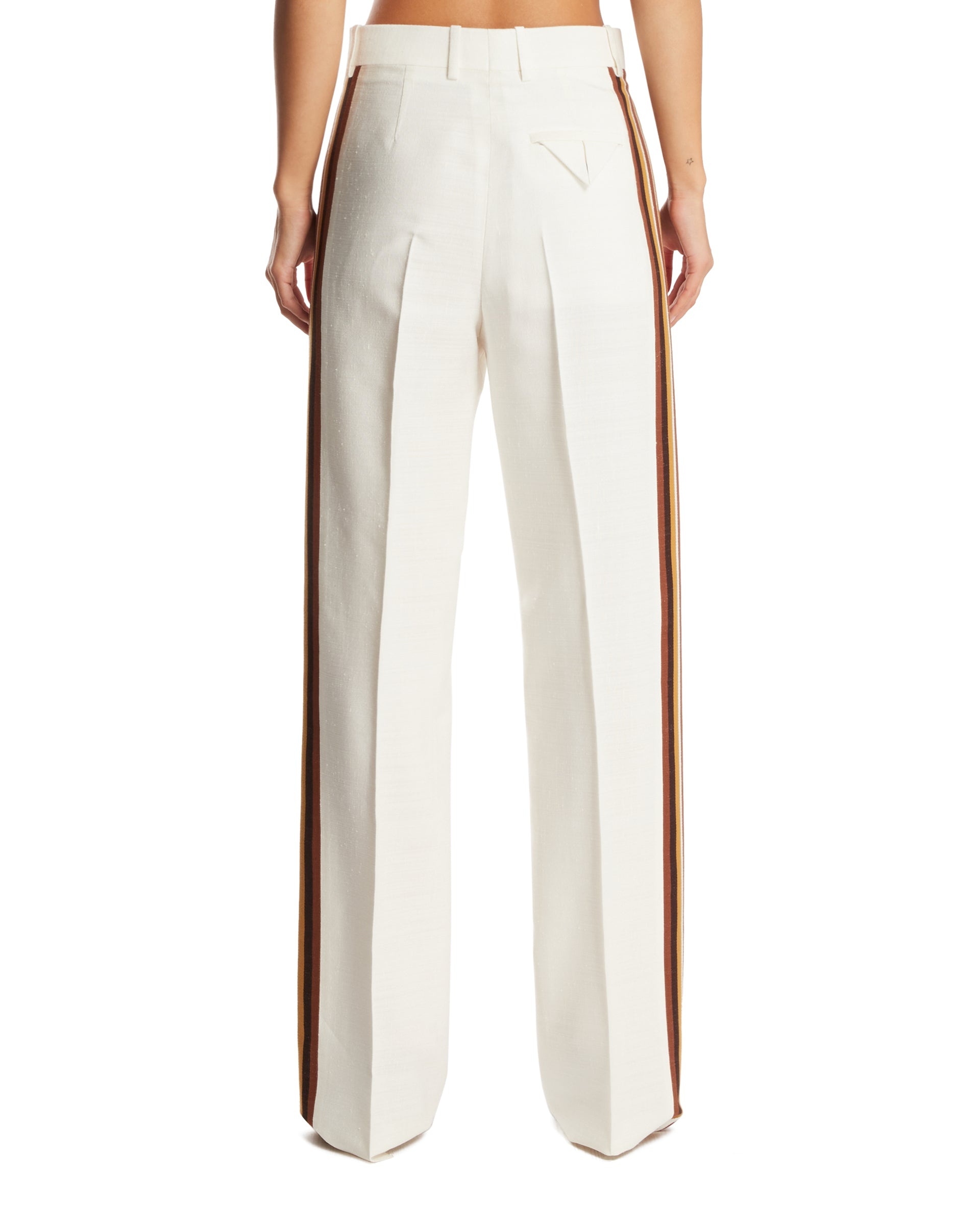 White Side Stripe Trousers - 3