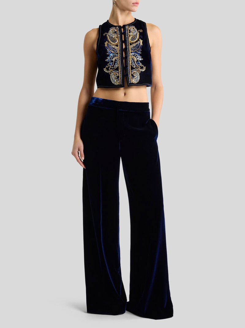 CROPPED VELVET WAISTCOAT WITH PAISLEY FOLIAGE EMBROIDERY 4