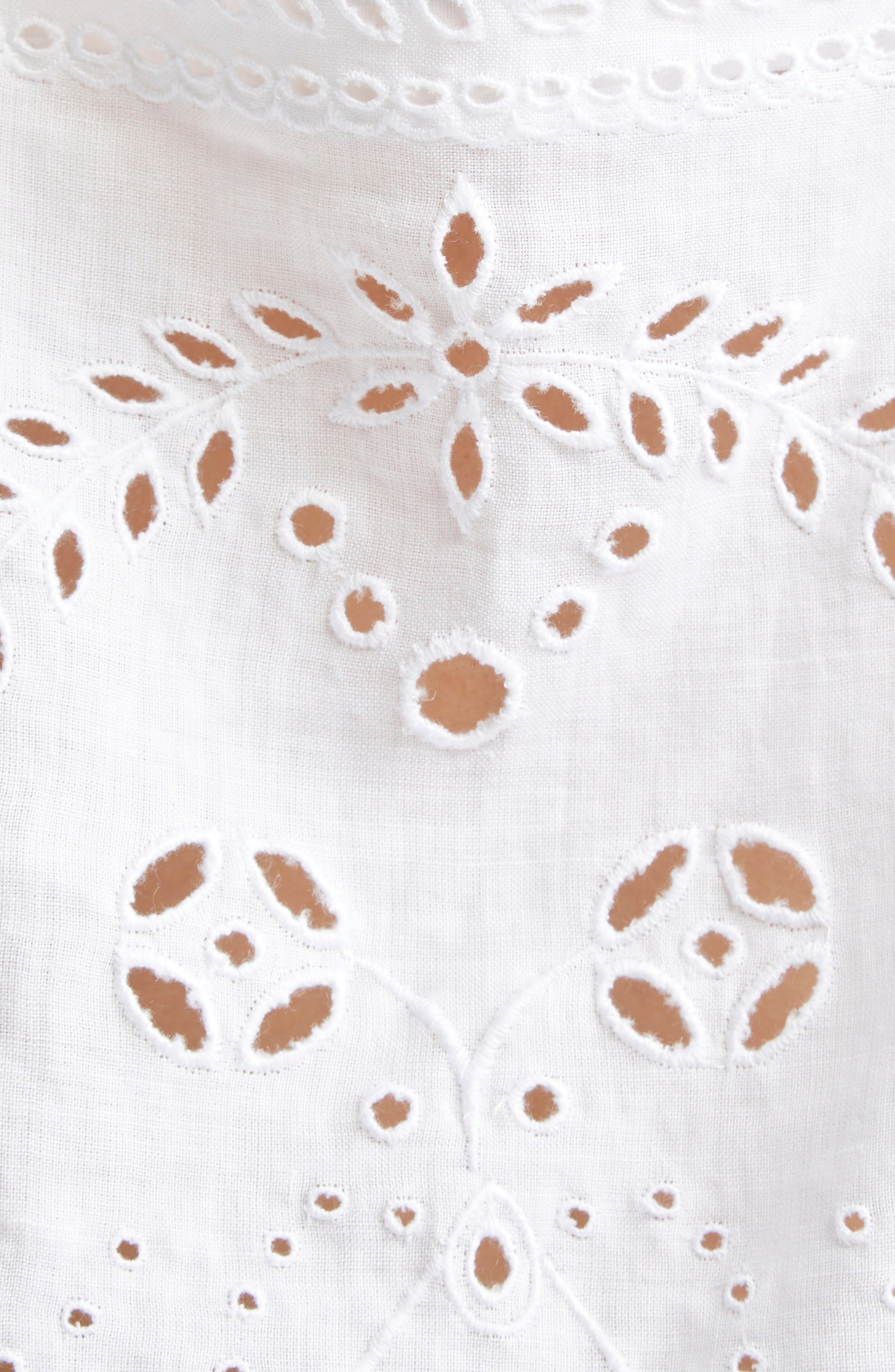 Bode Belvoir Eyelet Linen Tank in White at Nordstrom - 7