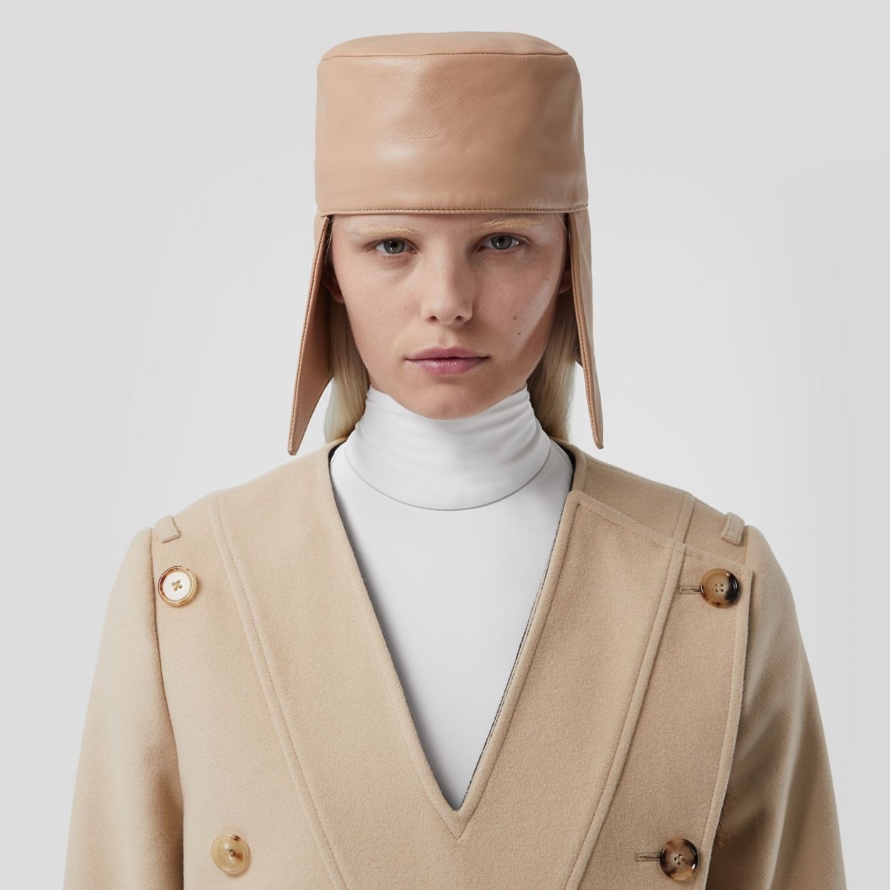 Contrast Facing Wool Cashmere V-neck Trench Coat - 6