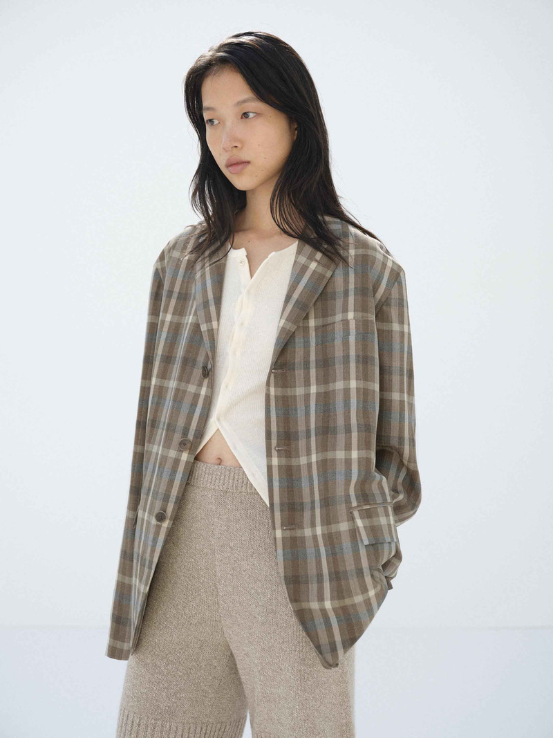 SUPER FINE TROPICAL WOOL CHECK JACKET 4