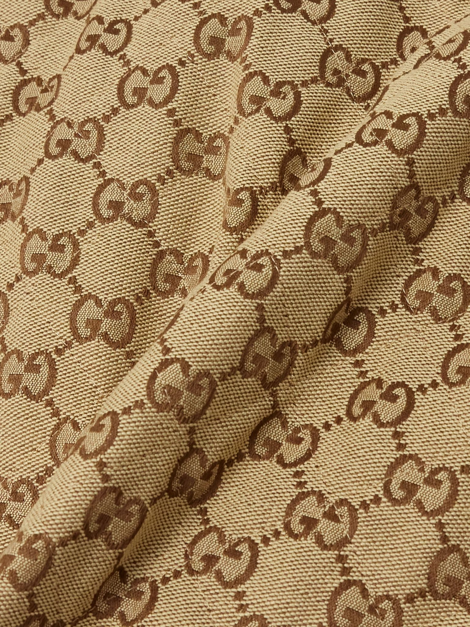 Quilted padded cotton-blend canvas-jacquard shirt Camel - 5