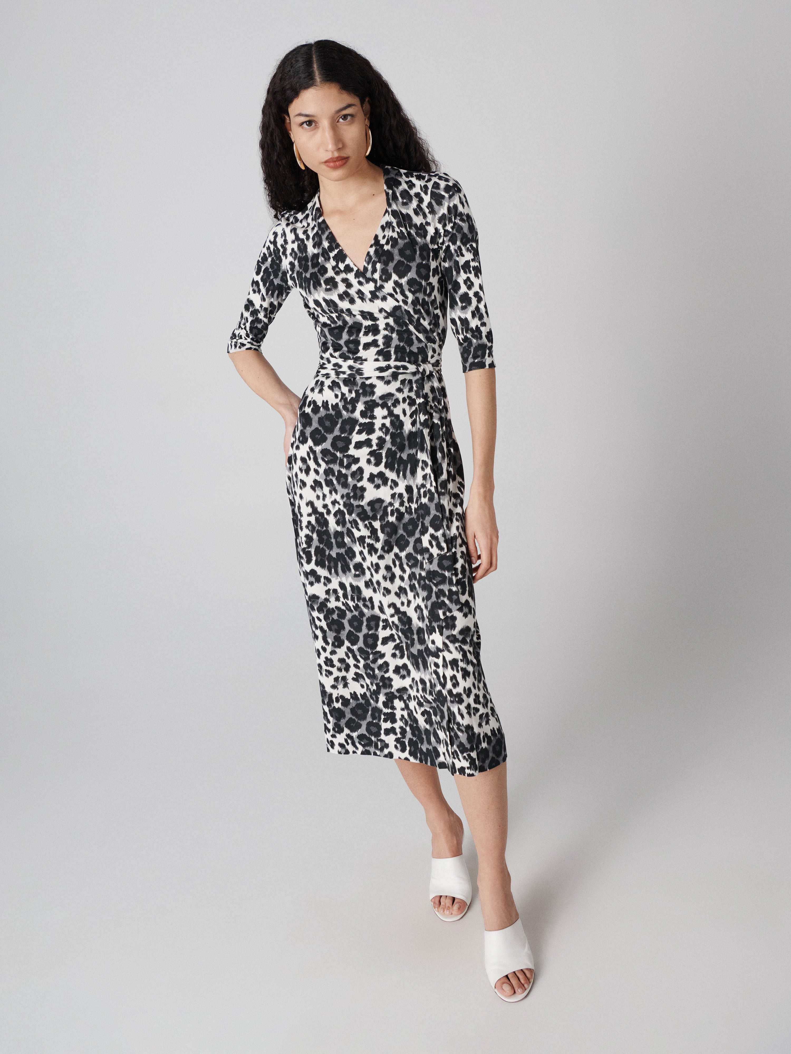 Abigail Silk Jersey Midi Wrap Dress - 3