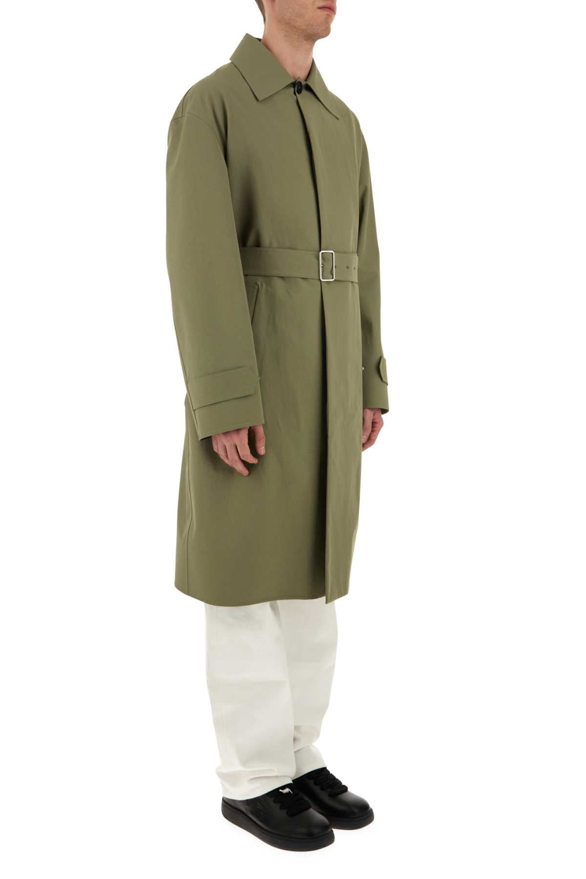 Jil Sander Men Army Green Cotton Trench Coat - 3