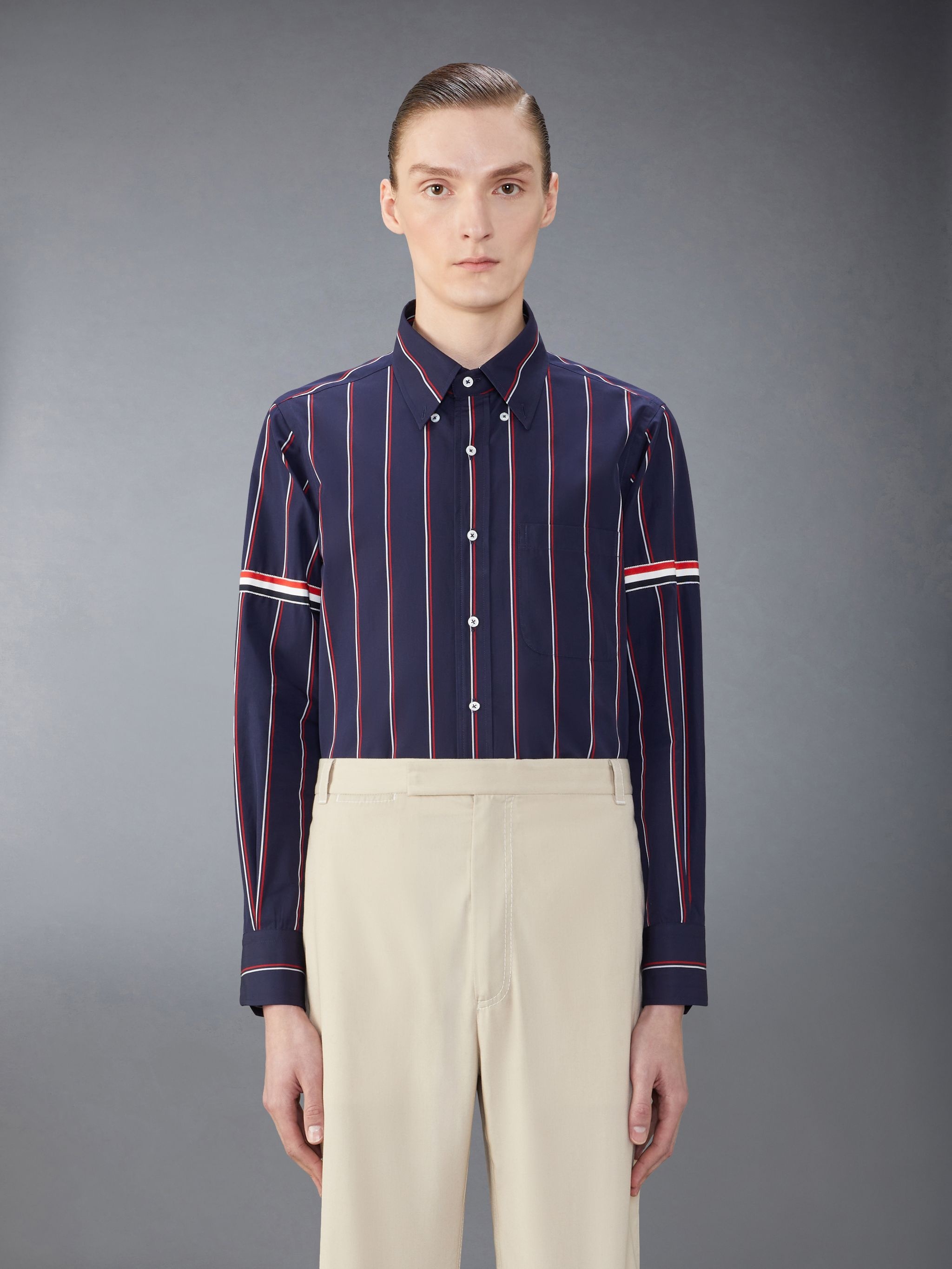 Stripe Poplin Armband Shirt - 1