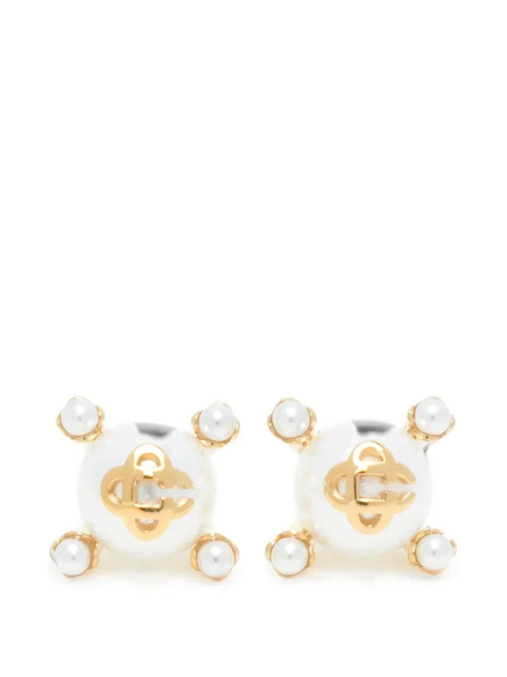 Earrings Metallic "Lotus" Pearls Stds - 1