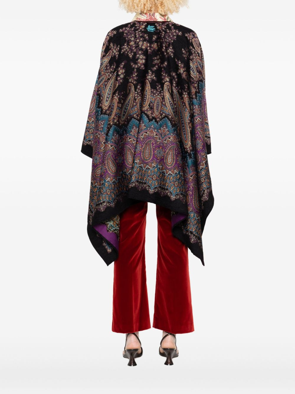 paisley-print tasselled poncho - 4