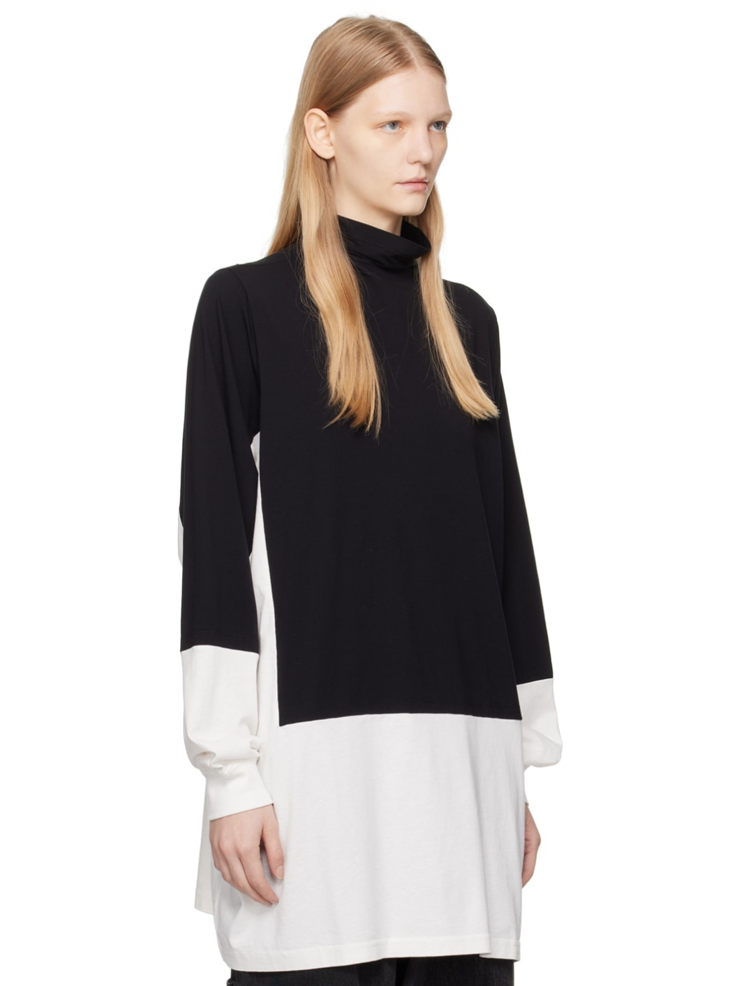 Black & White Paneled Turtleneck - 2