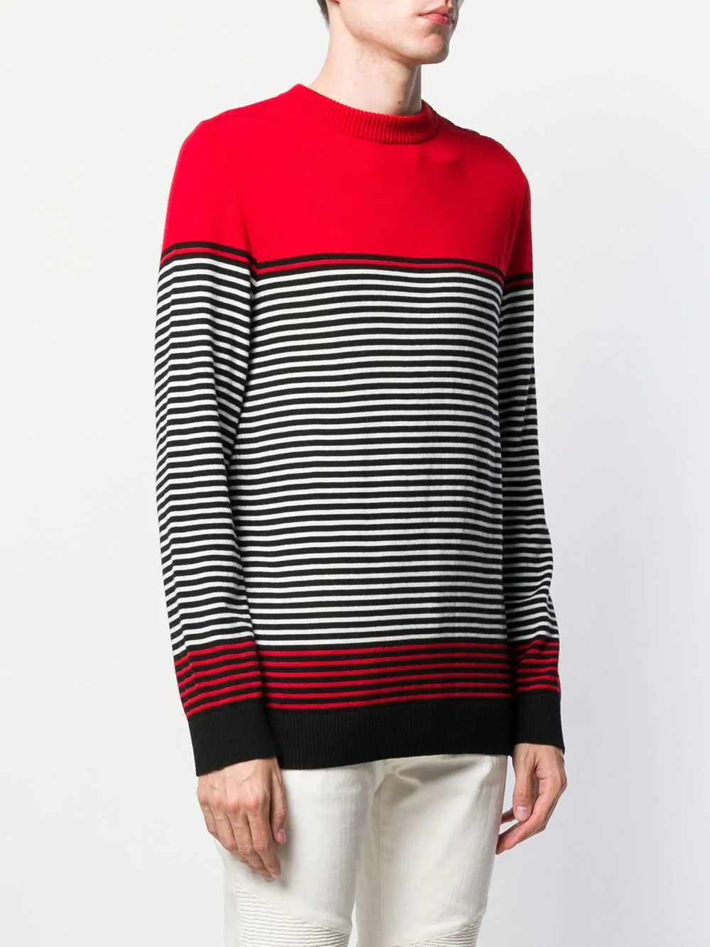 striped crew neck sweater - 3