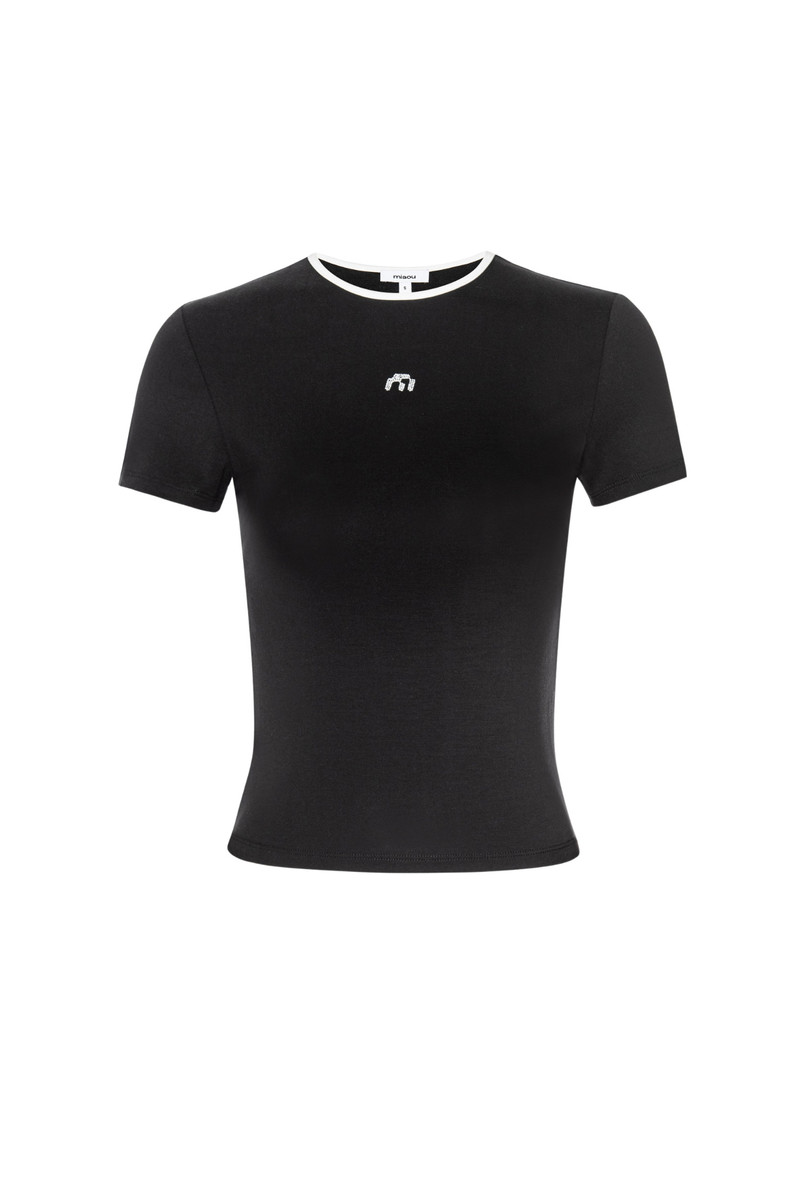 miaou RHINESTONE MINI TEE - BLACK outlook