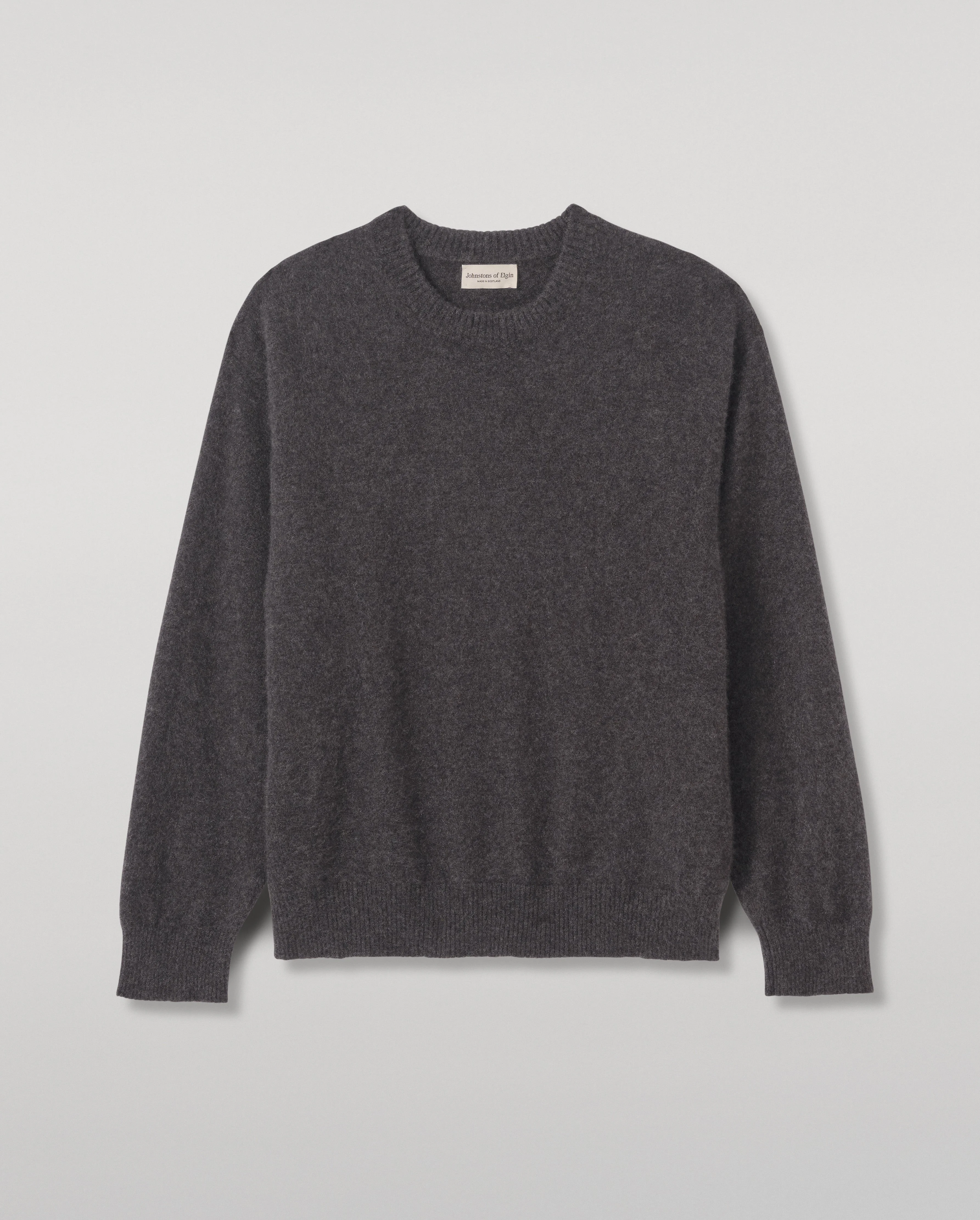 Paxton Dark Grey Brushed Cashmere-Silk Jumper - 1