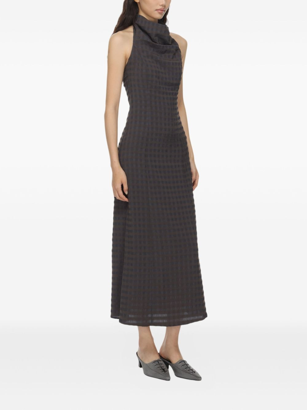 maxi halter-neck gingham dress - 3