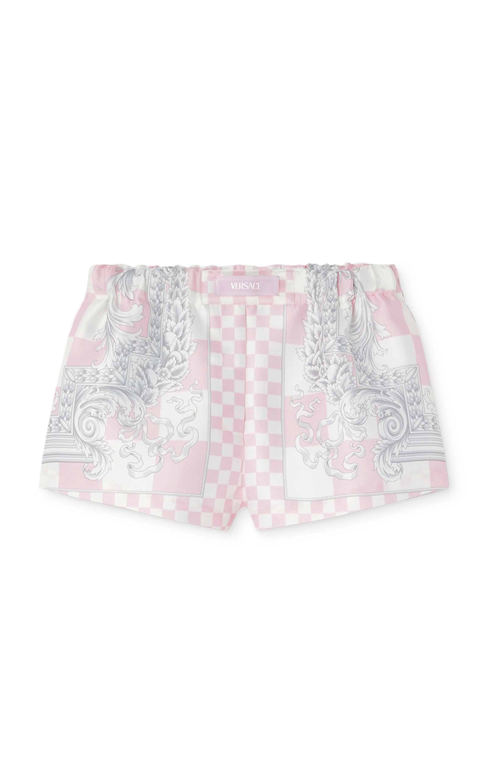 Damier-Print Duchess Satin Shorts pink - 1