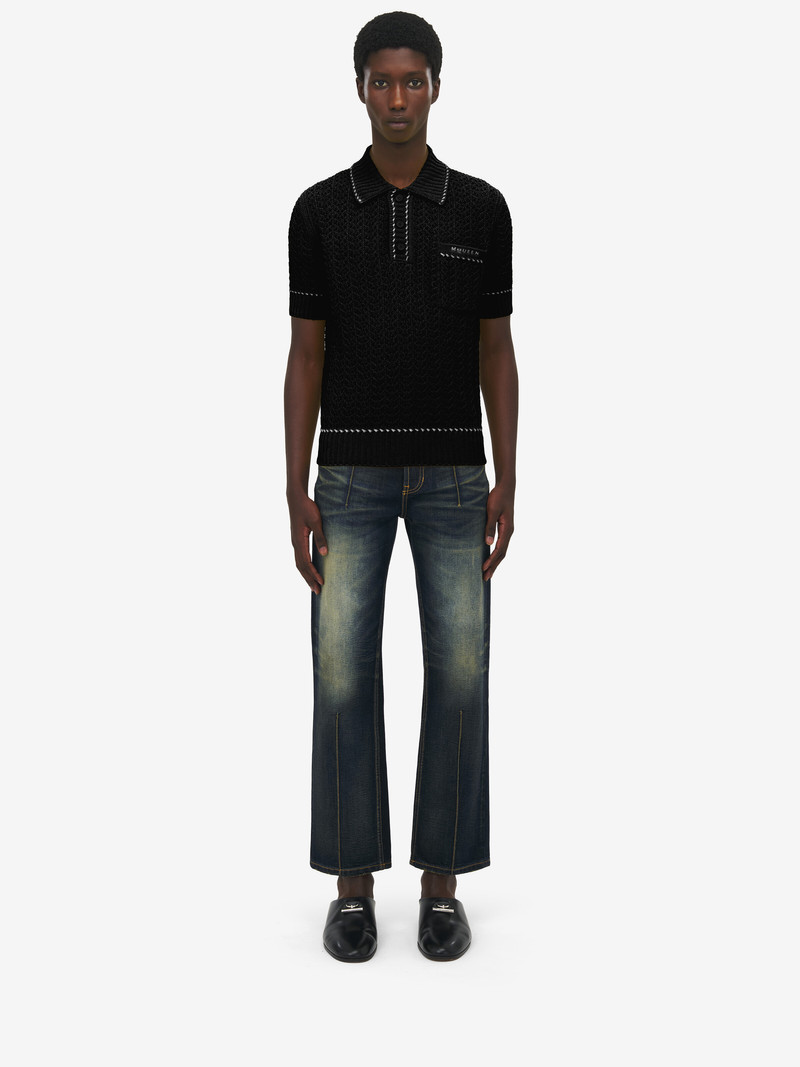 Crochet Stitch Polo Shirt 3