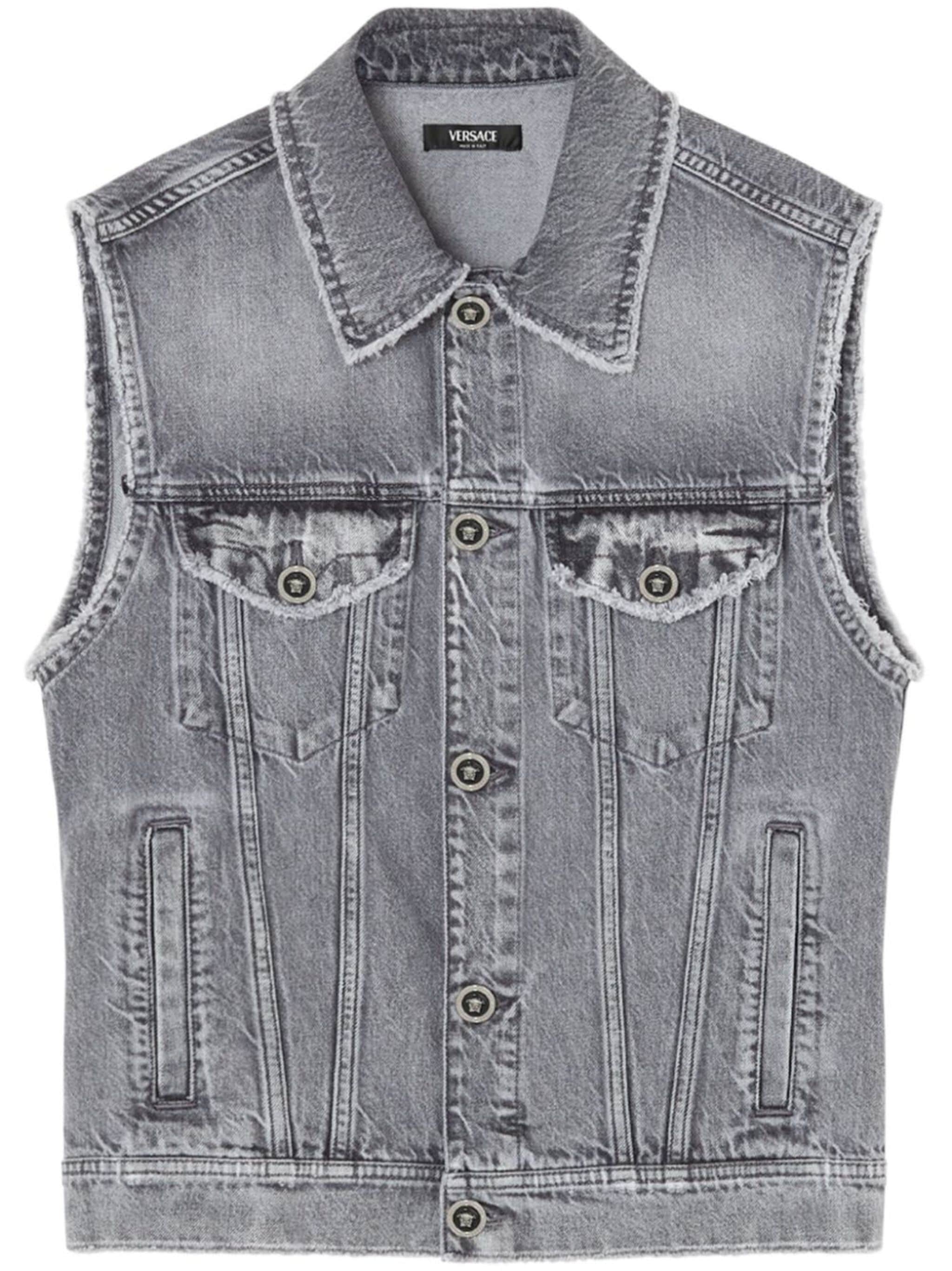 frayed denim vest - 1