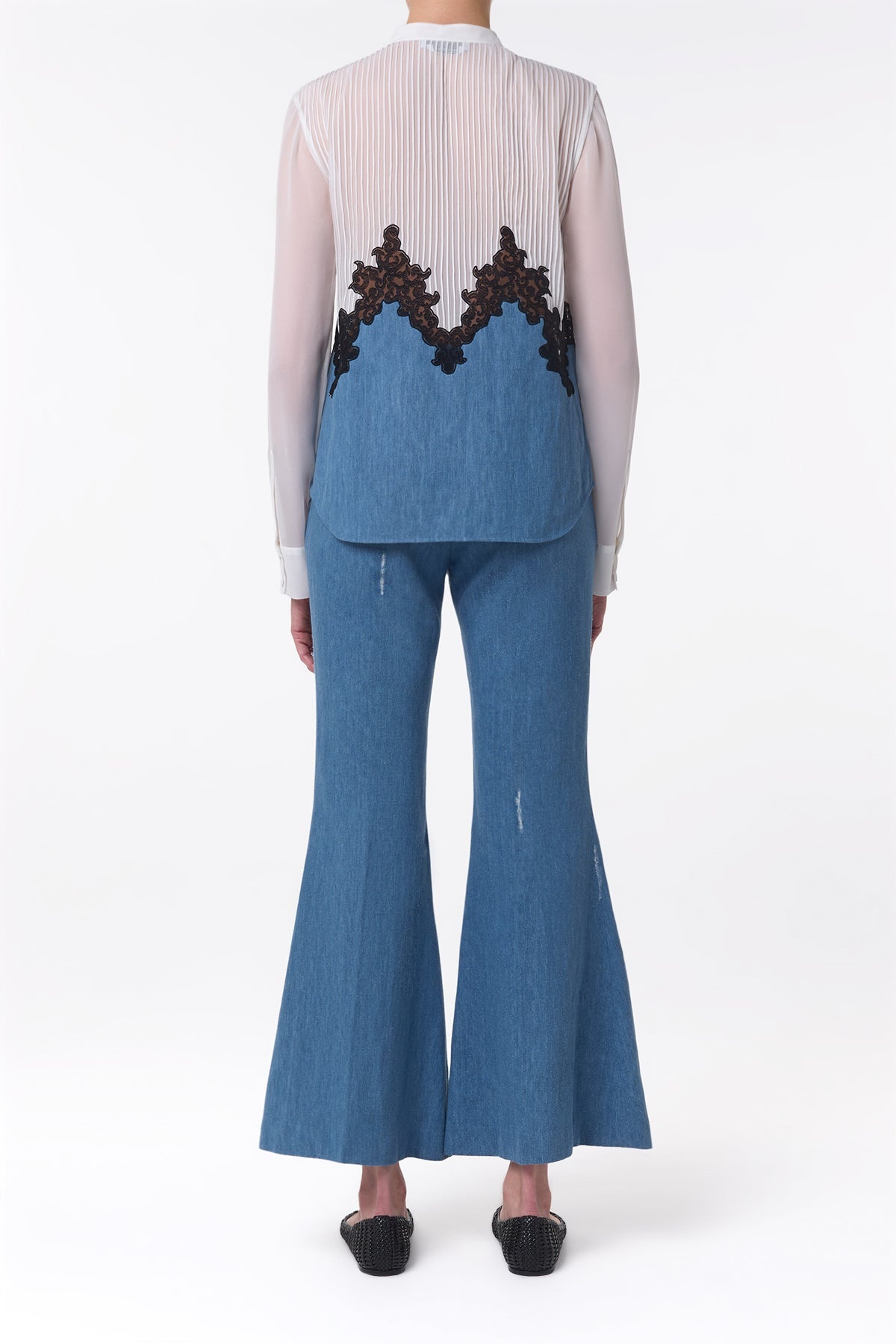 Kheti Lace Top in Light Blue Recycled Cotton Linen - 4