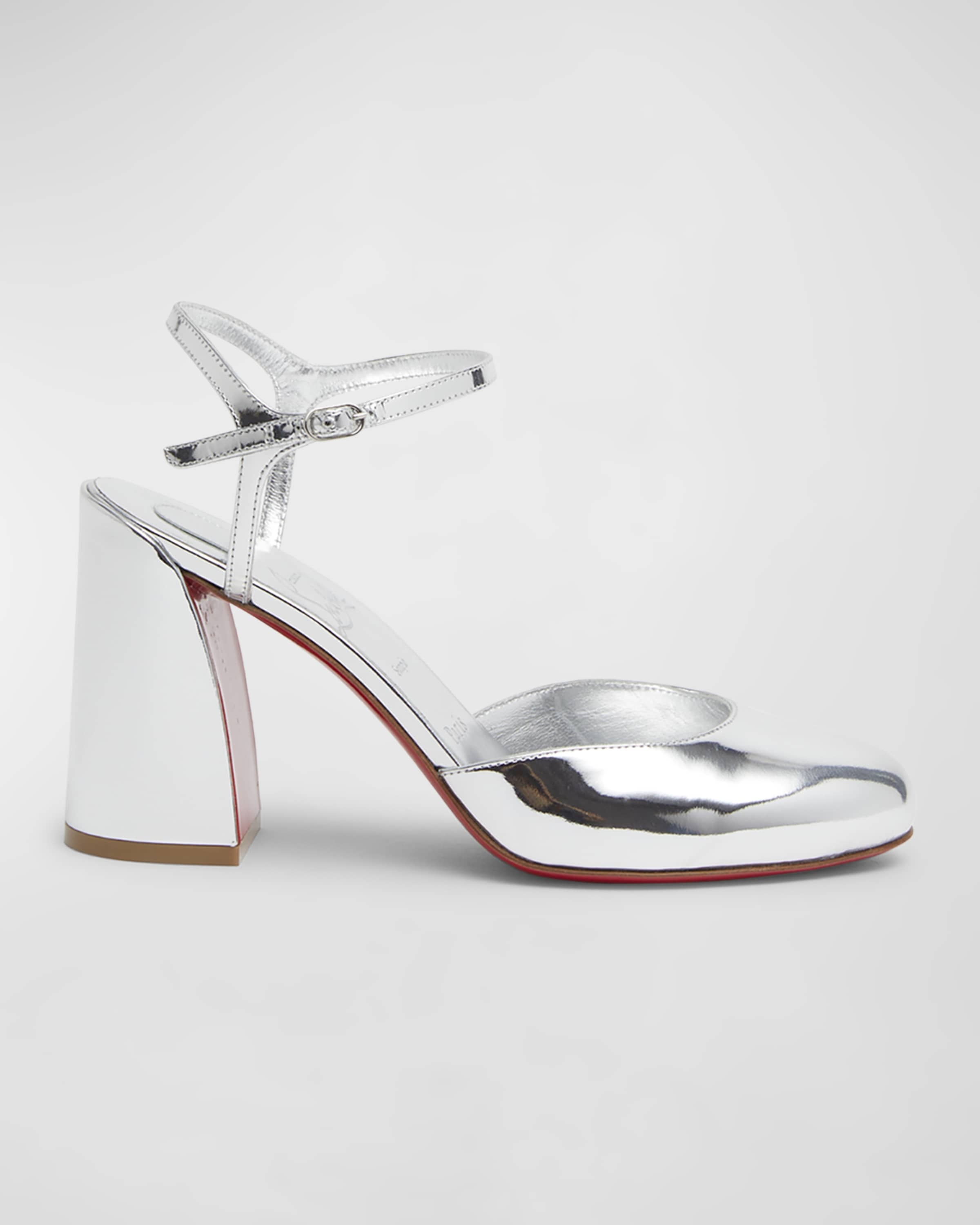 Jane Metallic Red Sole Ankle-Strap Pumps - 1