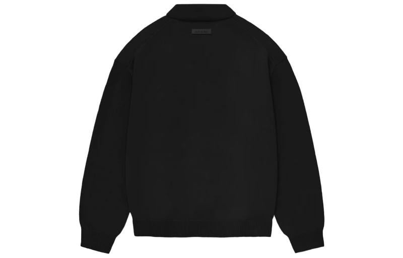 Fear of God Essentials FW23 Knit Polo Shirt 'Jet Black' 192BT232180F - 3