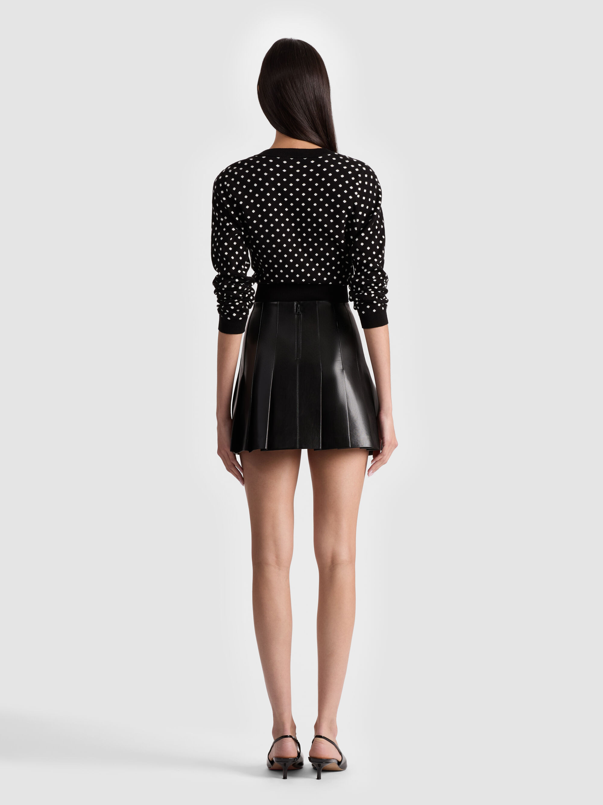 CARTER PLEATED VEGAN LEATHER MINI SKIRT - 4
