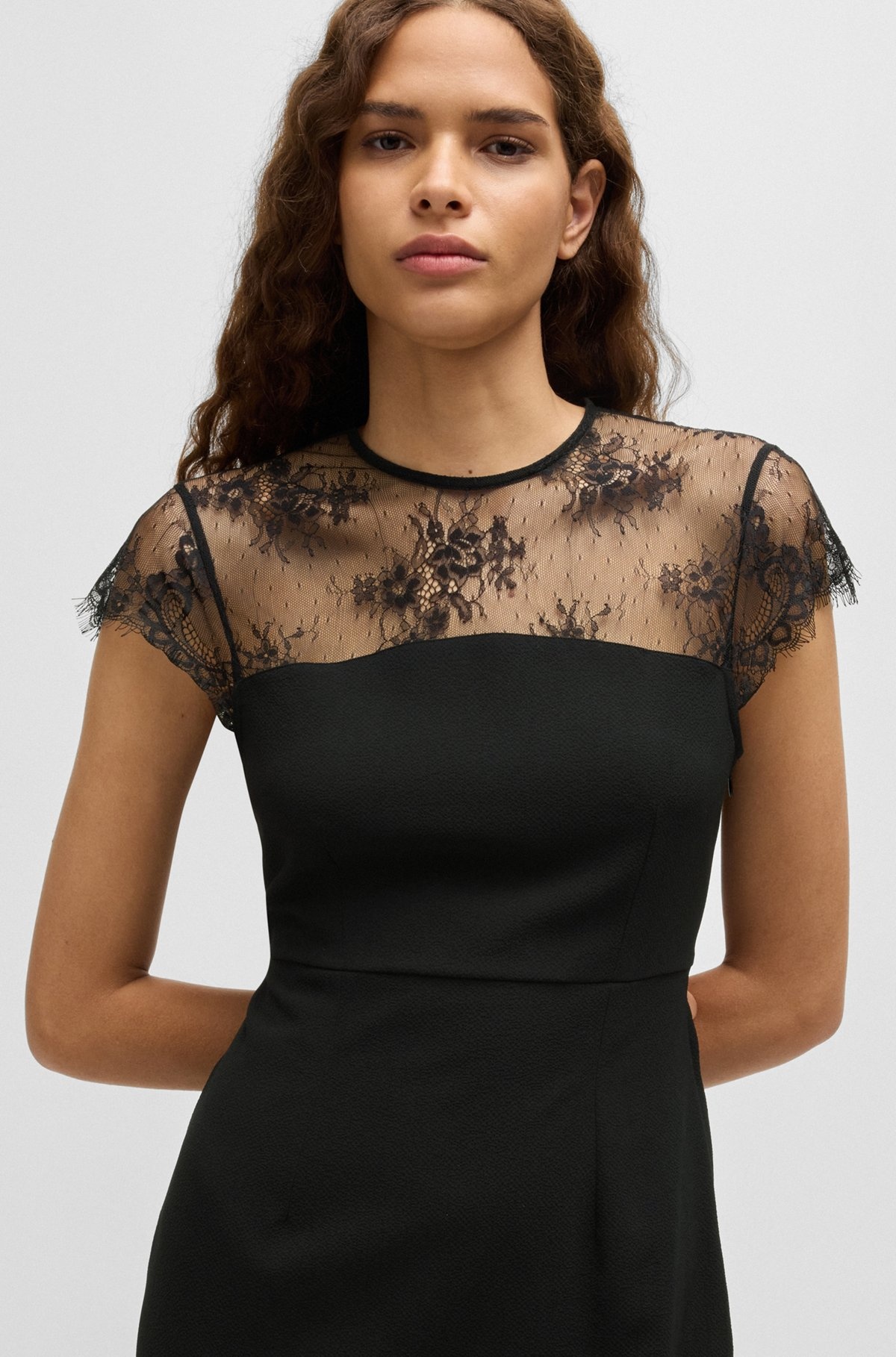 SLIM-FIT DRESS WITH LACE INSERT - 5