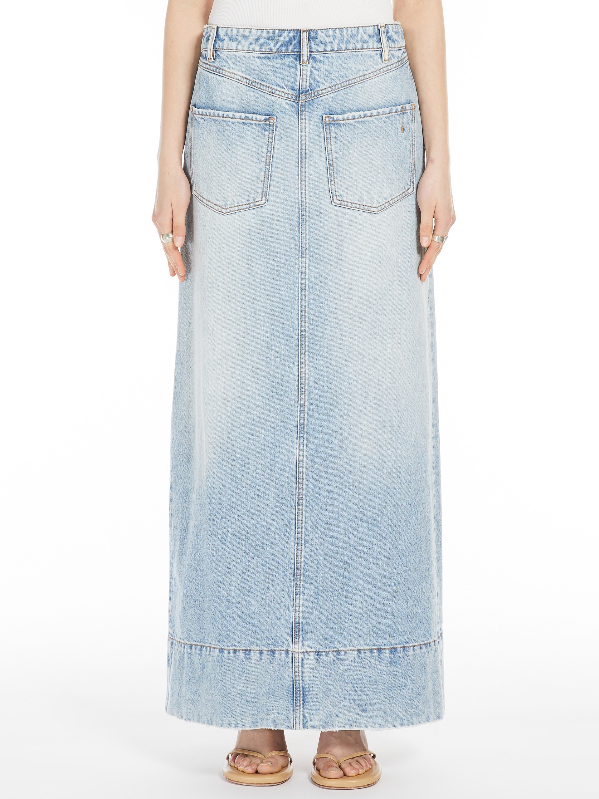 PIAVE Long skirt in worn denim - 3