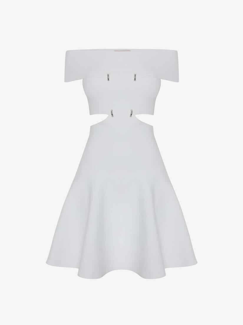 Women's Off-the-shoulder Slashed Mini Dress in Optic White - 1