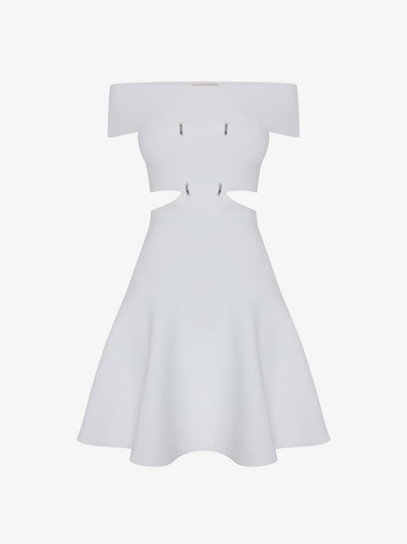Women's Off-the-shoulder Slashed Mini Dress in Optic White 1