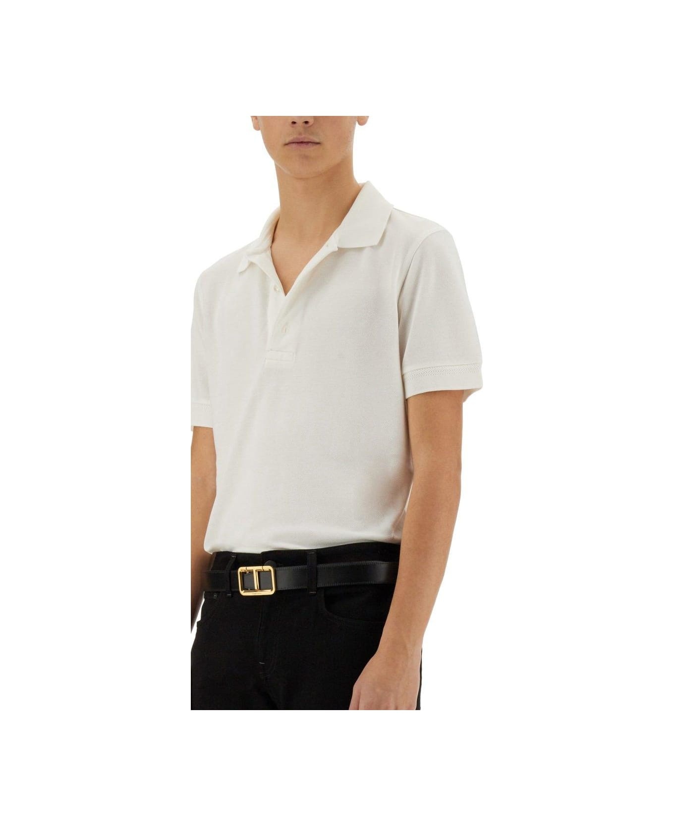 Logo Embroidered Short-sleeved Polo Shirt - 3