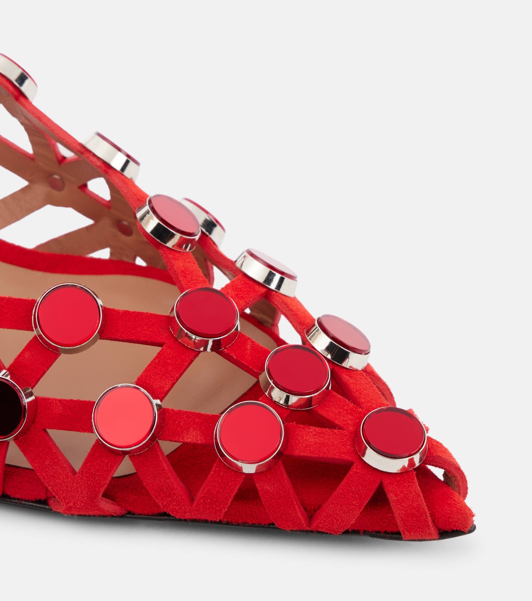 Grid 50 embellished leather slingback pumps - 5