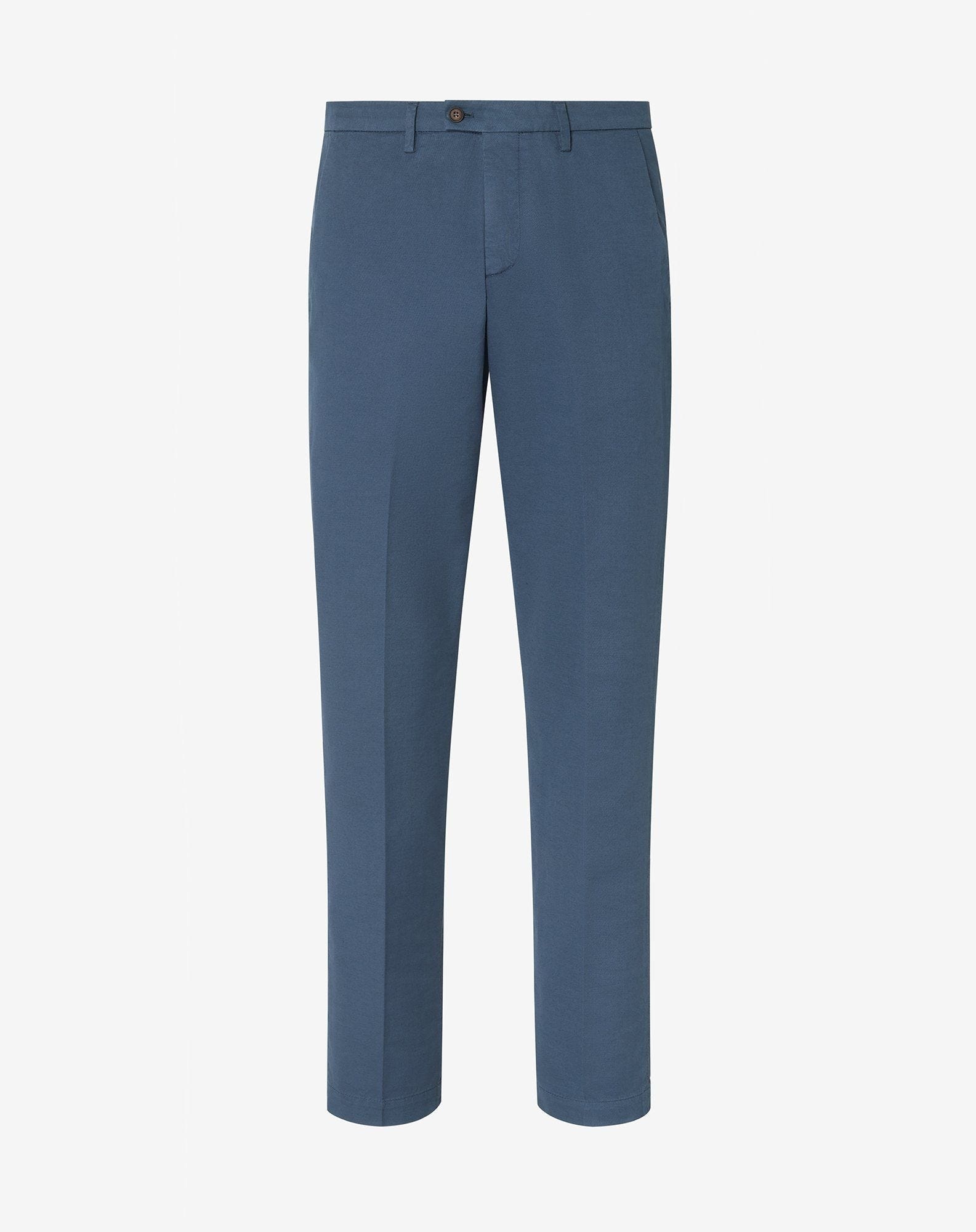 Blue stretch cotton and linen chinos - 1