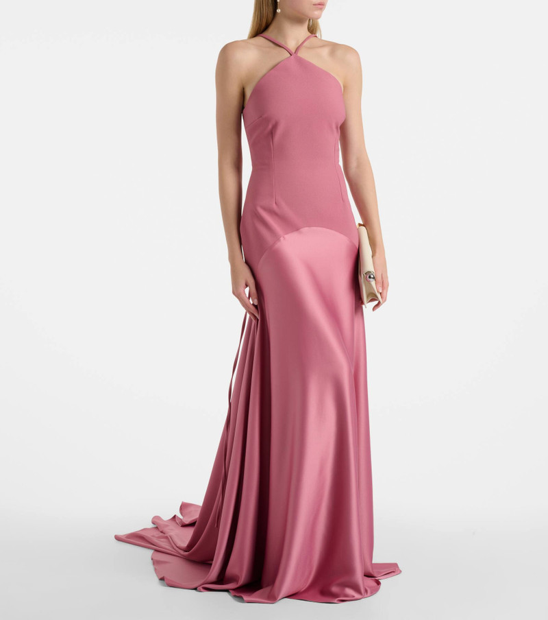 SOLACE LONDON Florie satin-trimmed halterneck gown outlook