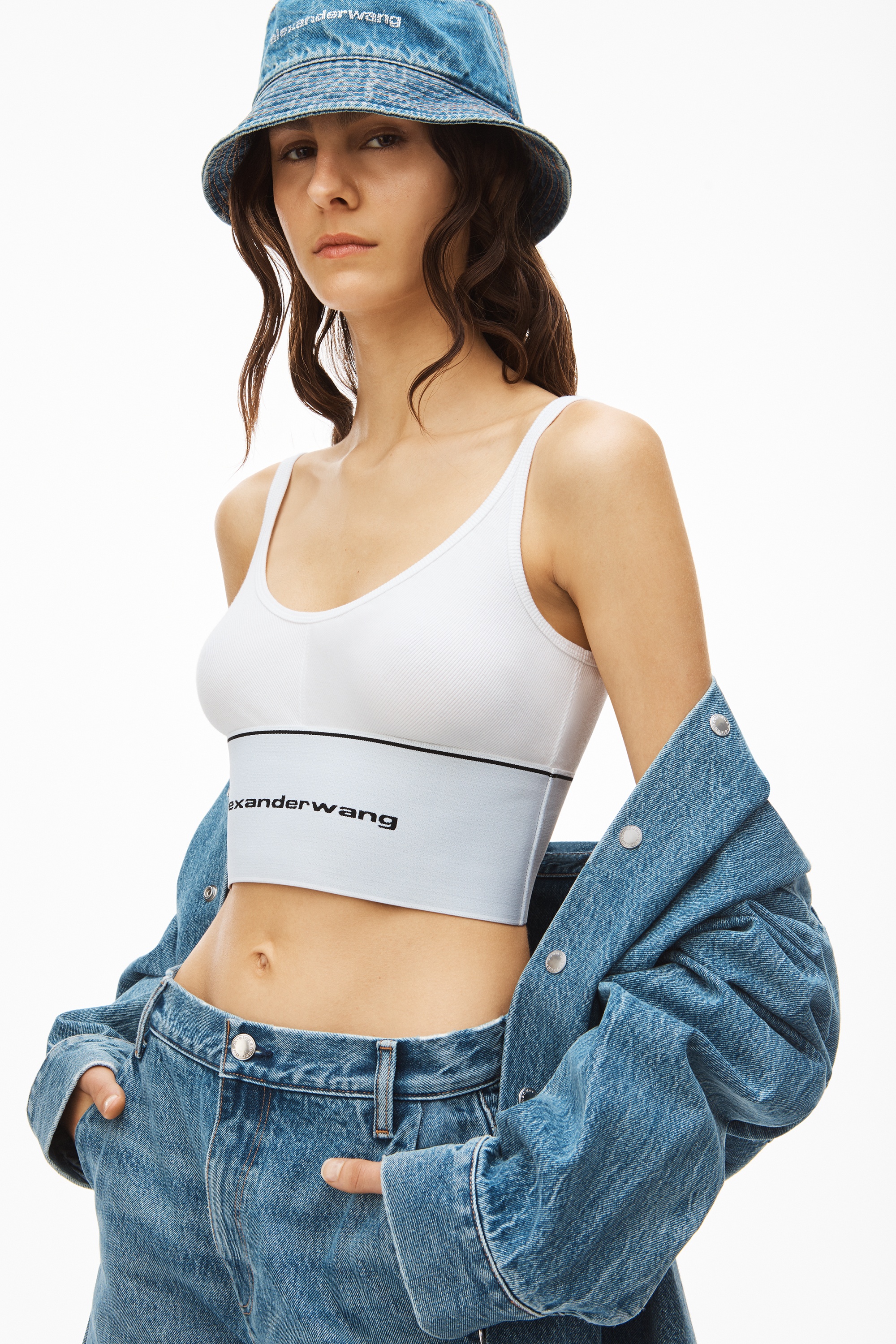 LOGO ELASTIC BRA IN RIBBED JERSEY - 5